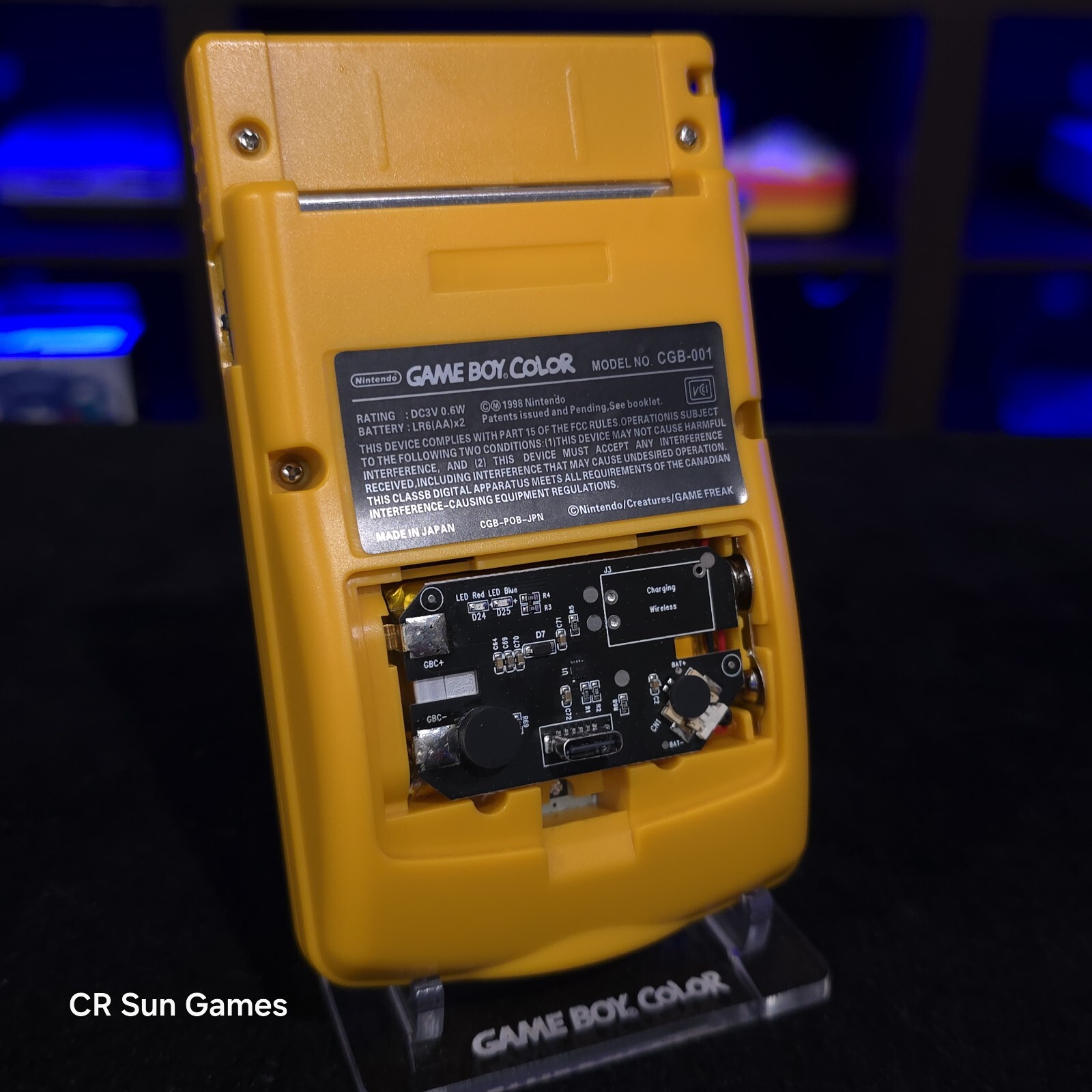 Yellow Gameboy Color Console OLED Touch Screen And USB-C Rechargeable Battery