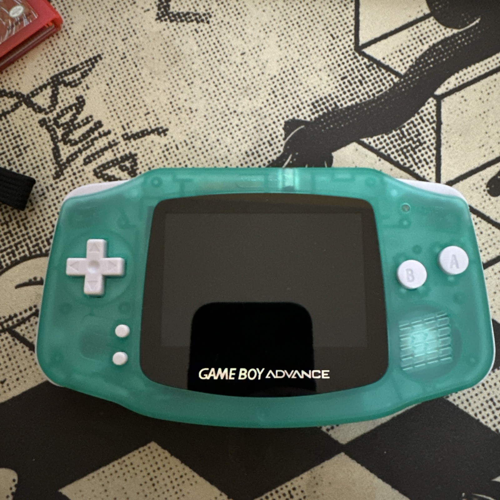 Clear Teal Glow Game Boy Advance GBA iPS LCD USB-C 1800 mAh Rechargeable Battery
