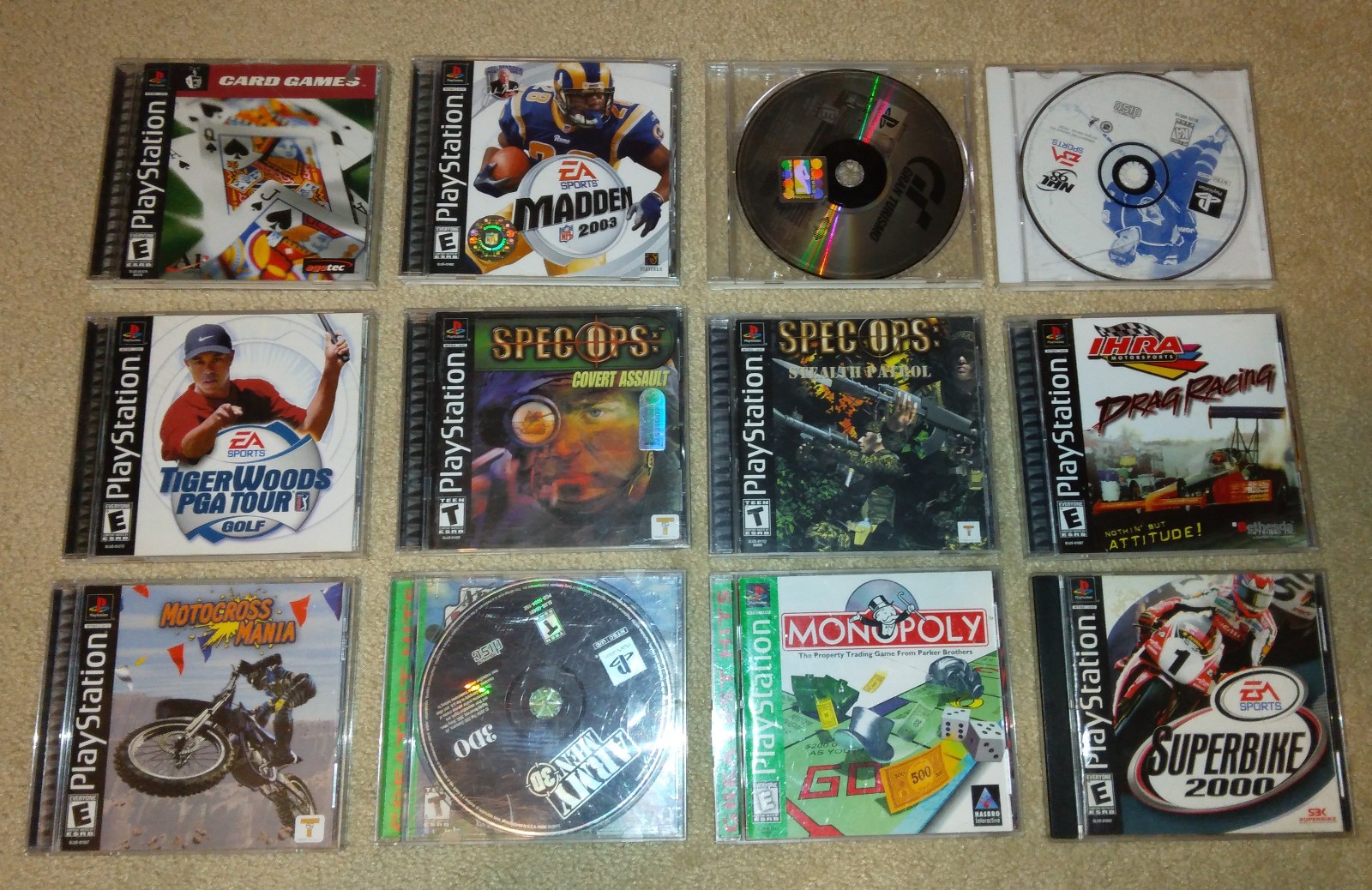 Sony PlayStation (PS1) Console SCPH-7501 w/ 2 Controllers, Memory Card, 13 Games