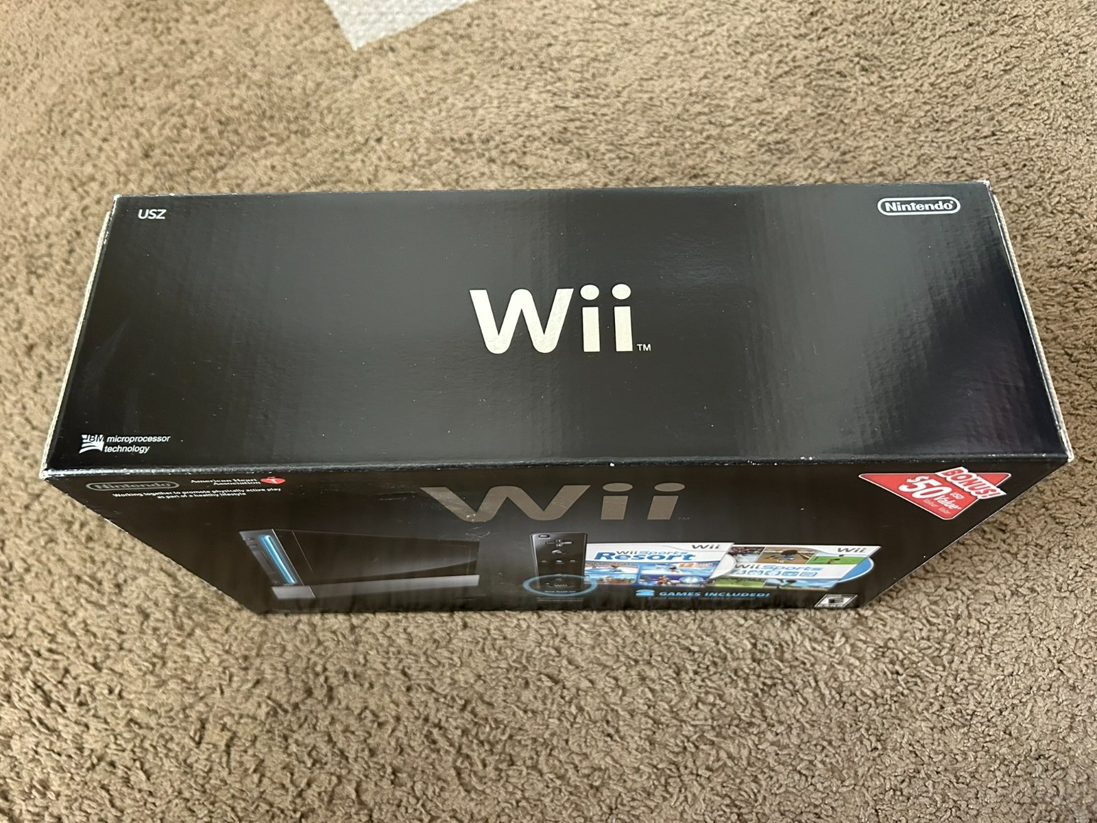 NEW Nintendo Wii With Wii Sports + Wii Sports Resort Black Console System Bundle