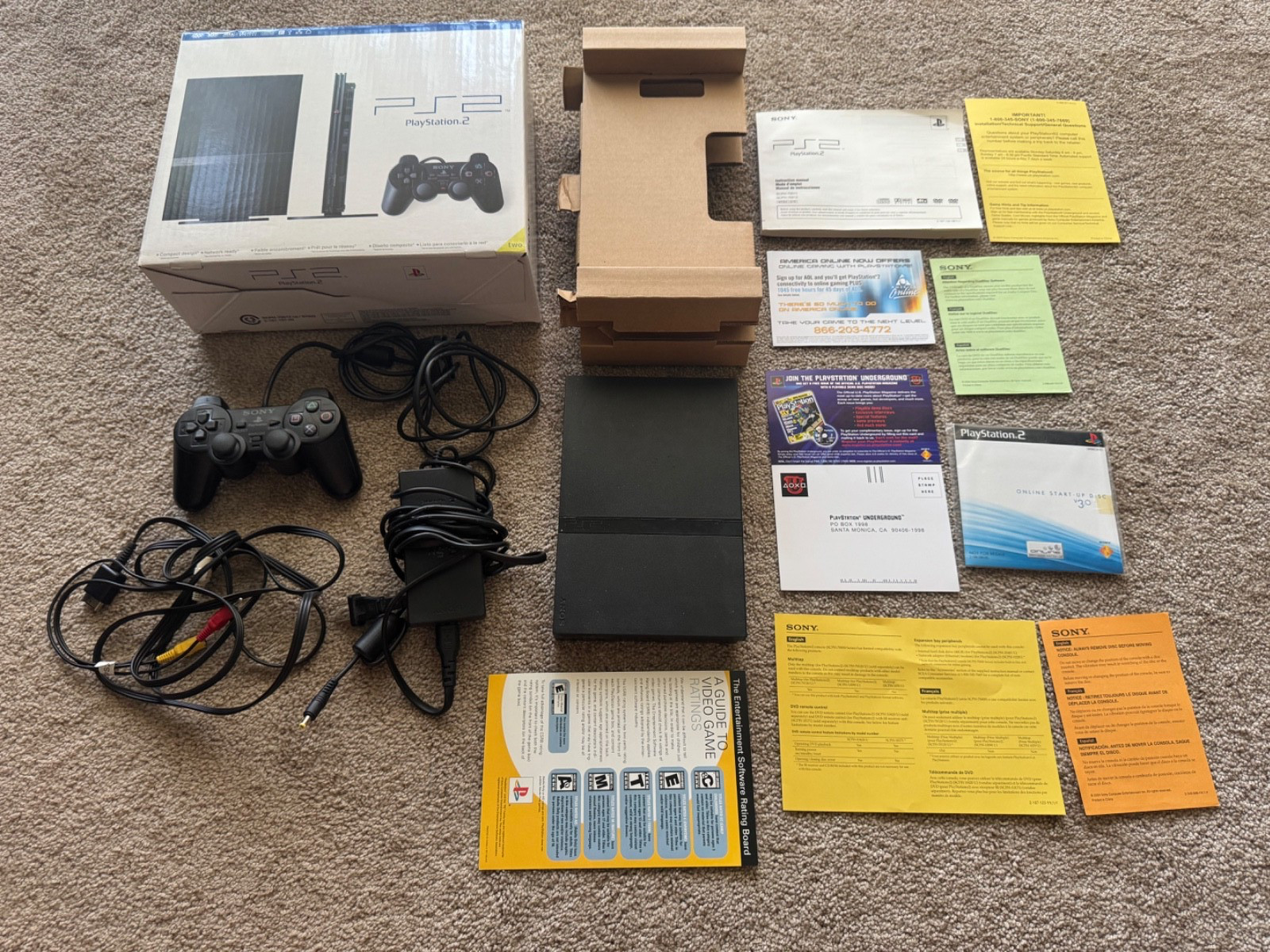 Sony PlayStation 2 PS2 Slim black video game system console CIB complete NO BAGS