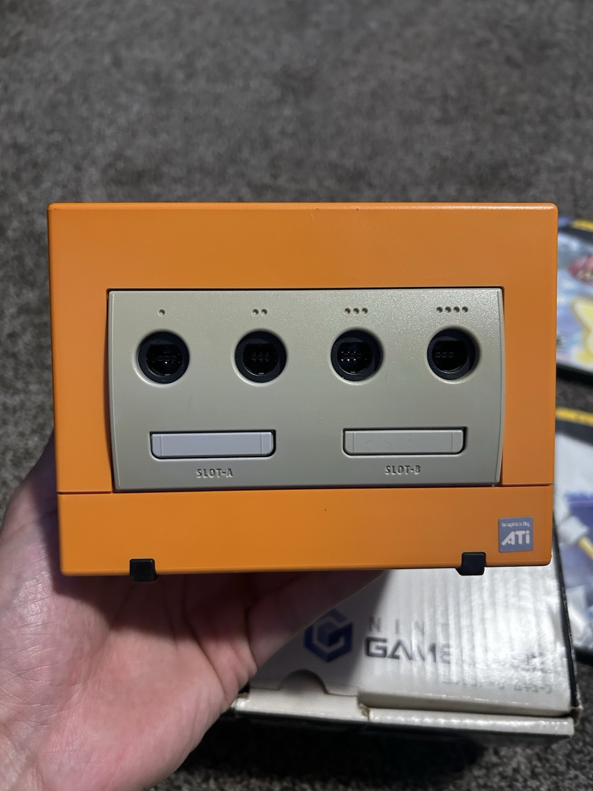 Nintendo GameCube Orange DOL-001 Game Console Tested US/Canada Discs Bundle