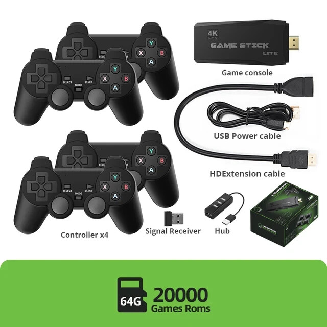 DATA FROG Retro Video Game Console 2.4G Wireless console game Stick 4k 10000 D
