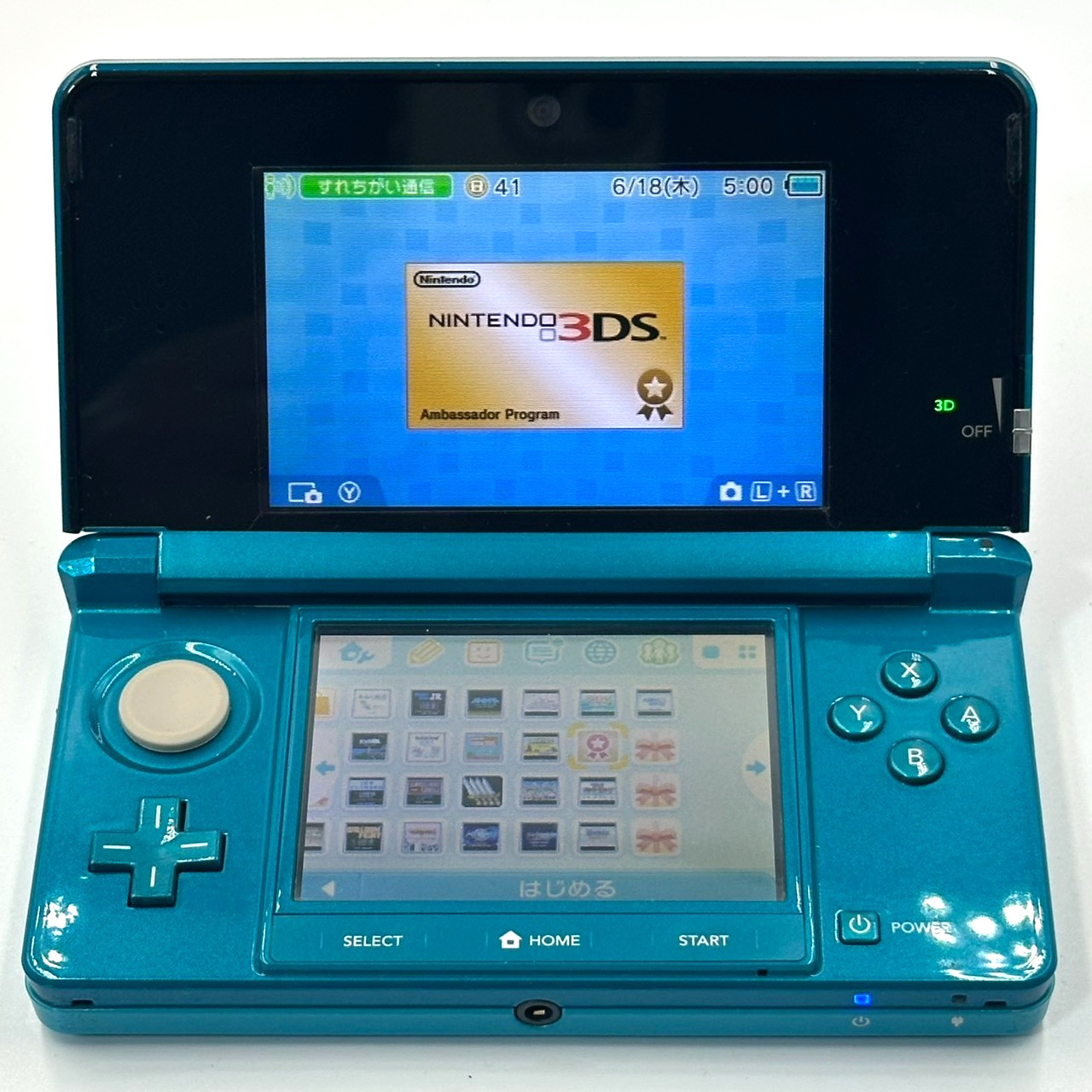 Nintendo 3DS Aqua Blue Console Boxed Charger Manual Japanese Edition