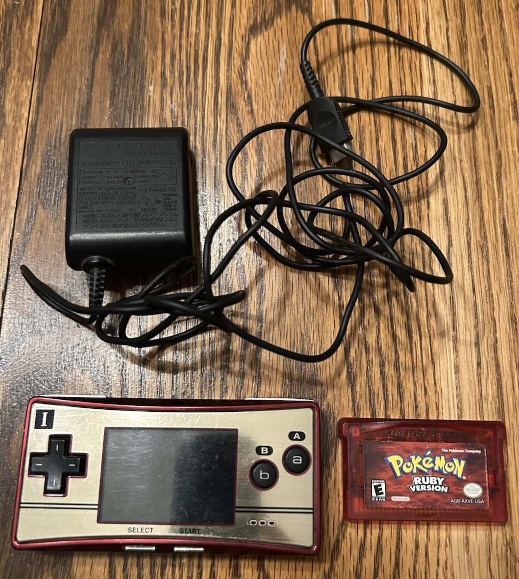 Nintendo Game Boy Micro 20th Anniversary Edition Famicom charger Pokemon Ruby