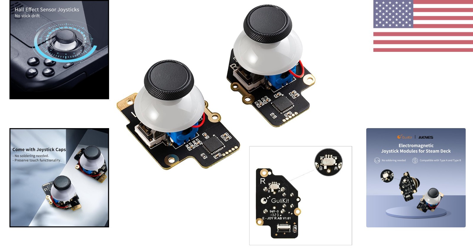 Lightweight GuliKit Joystick for Steam Deck: Type A & B Compatibility, Durable