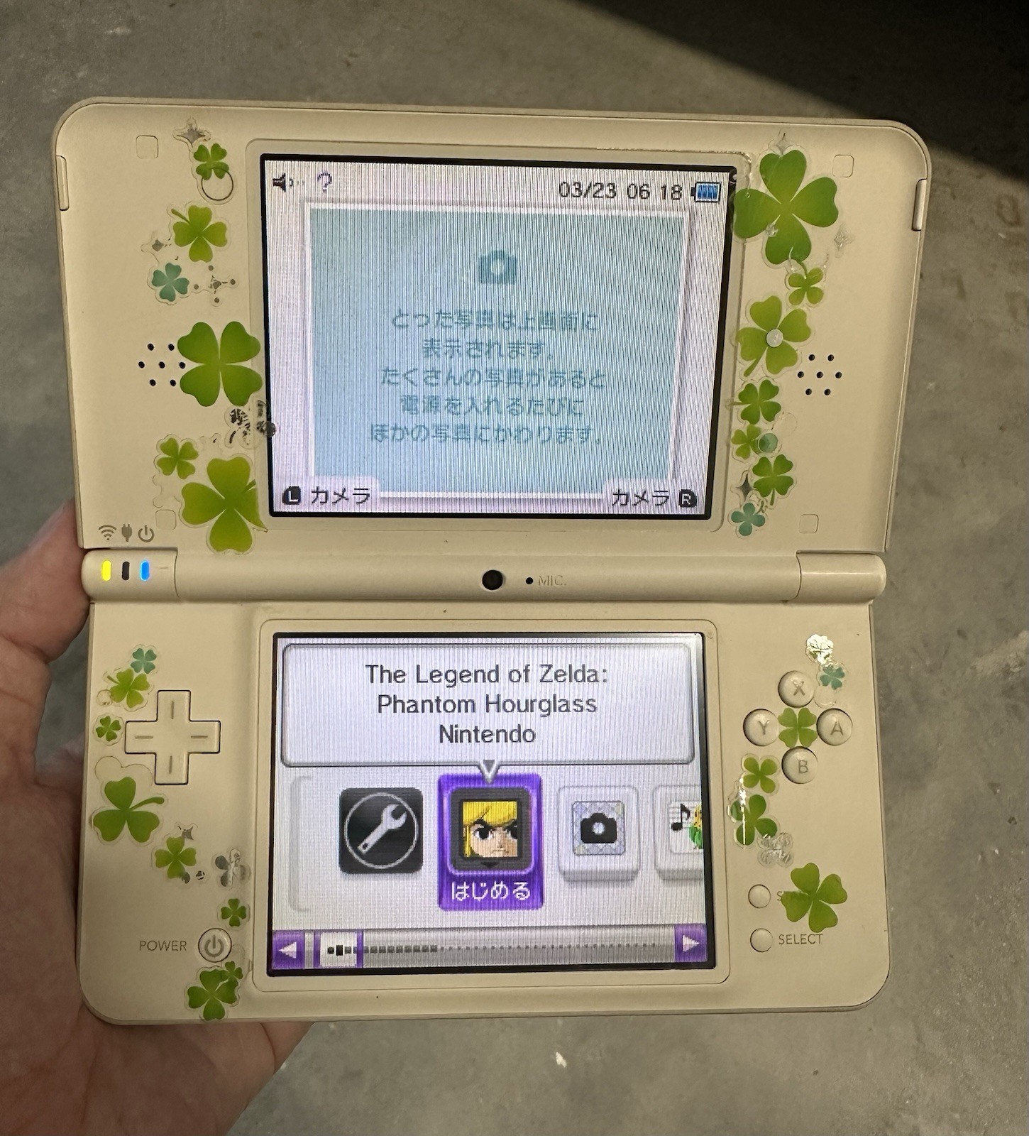 Nintendo DSi LL Natural White “Lucky Clover Edition” Tested + Charger