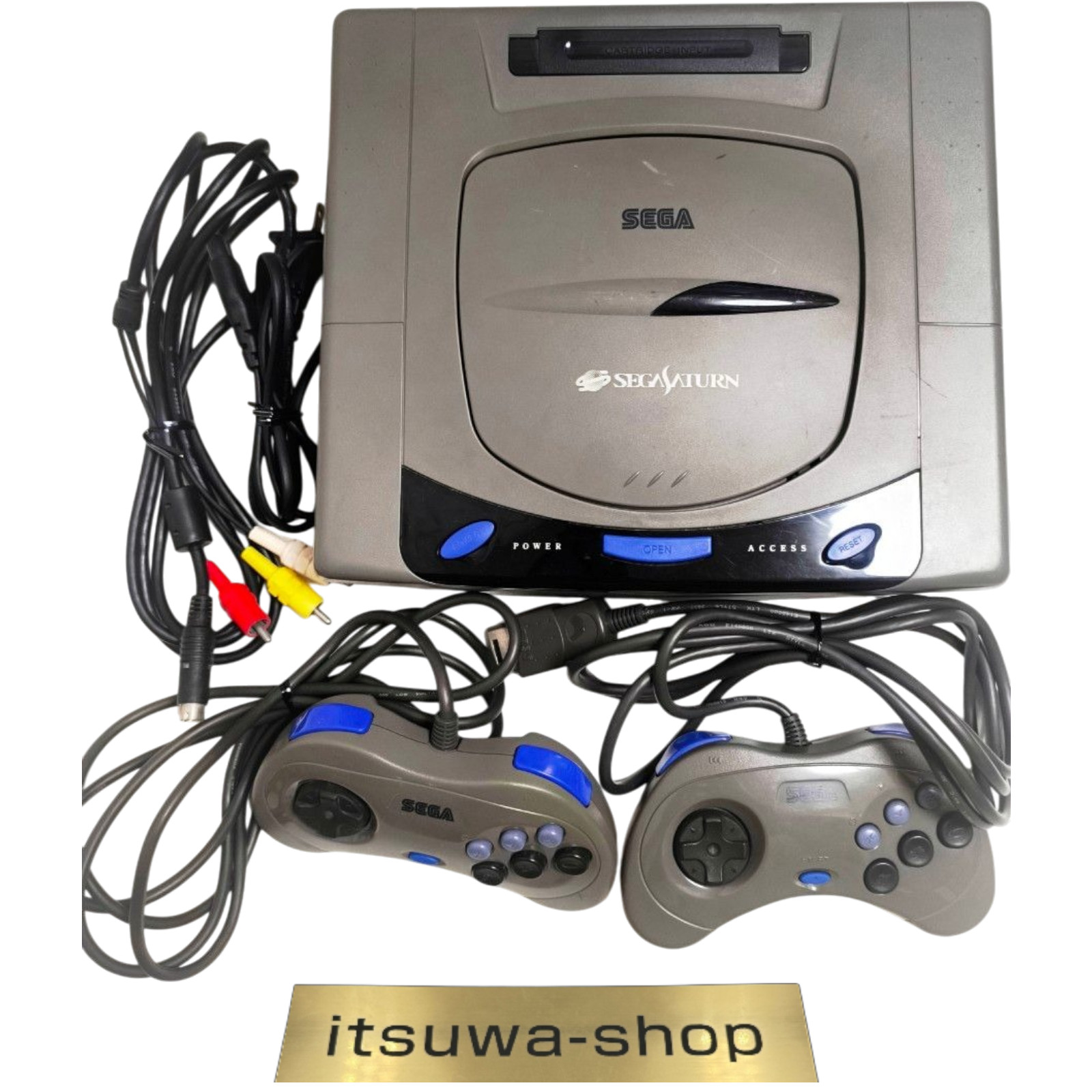 Sega Saturn SS Home Console HST-3210 Grey Tested working NTSC-J w/2 Ctrlr+Cables