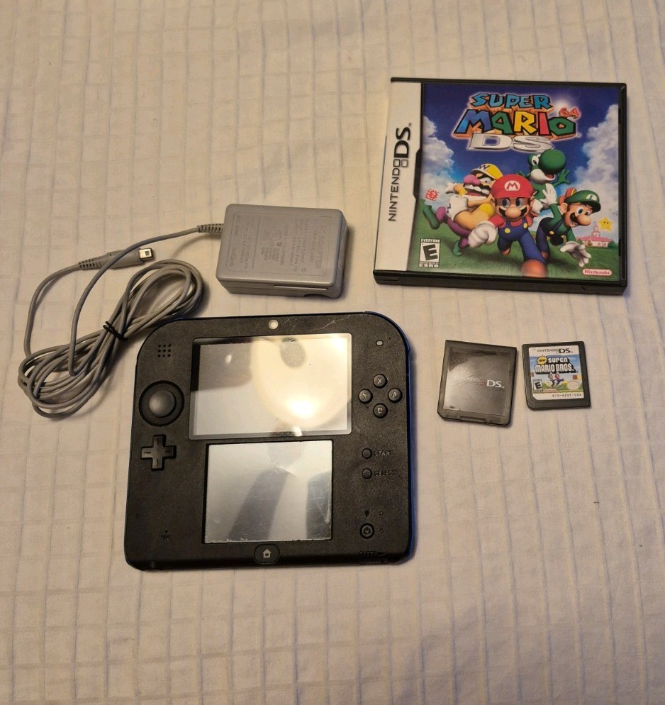 Nintendo 2DS Handheld System W/ 2 Games Charger (No Stylus Or SD Card) *READ*