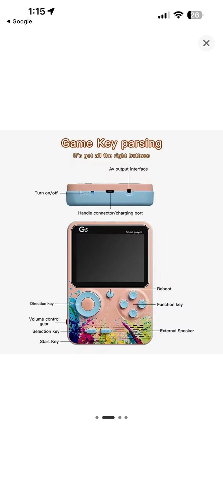 Built-in 500 Retro Games G5 Mini Retro Video Game Console Blue