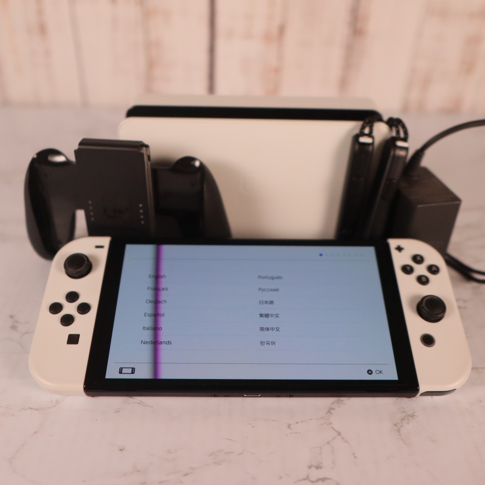 Nintendo Switch – OLED Model with White Joy-Con, Dock, and Charger