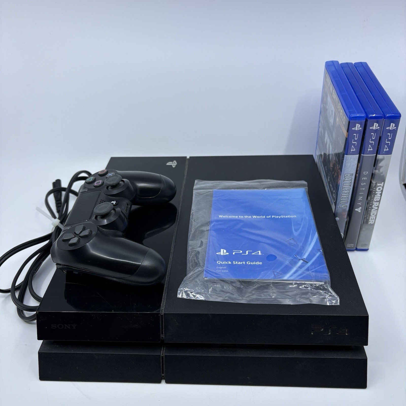 Sony PlayStation 4 500GB Bundle CUH-1001A w/ Controller 3 Games – Tested Working
