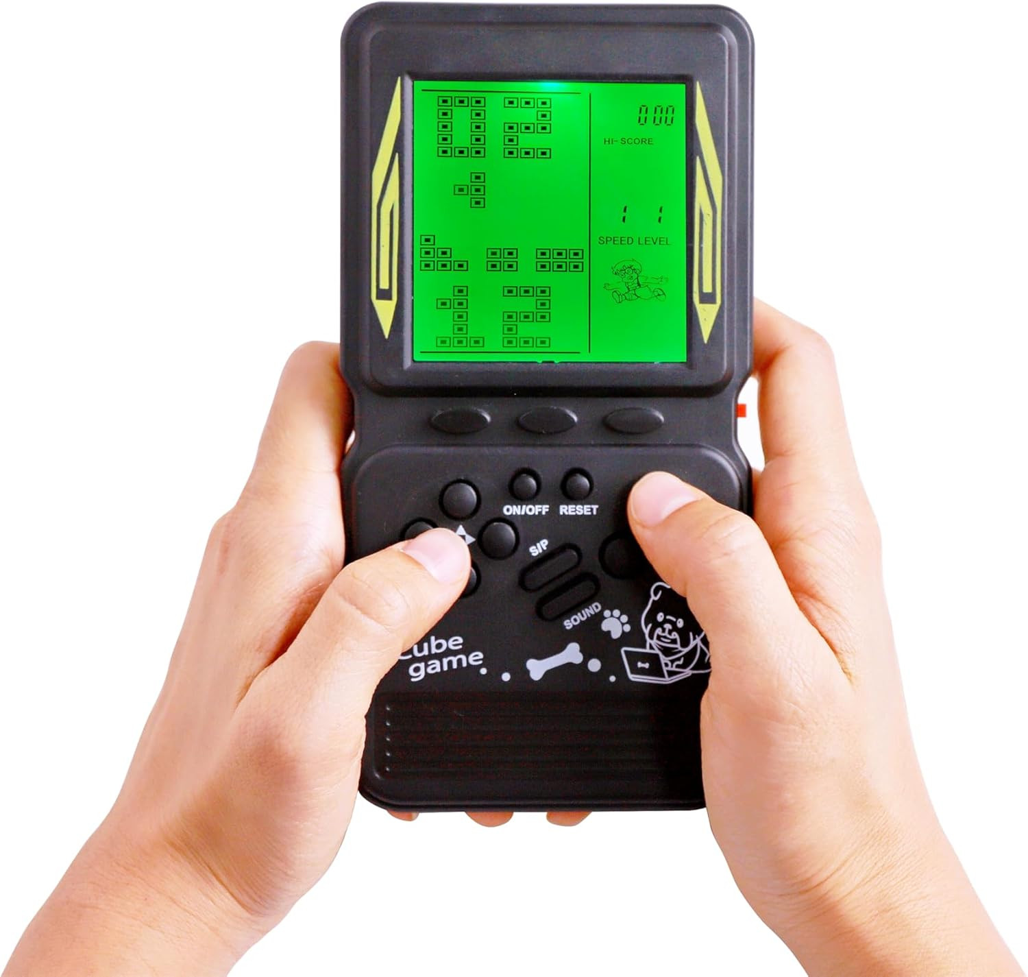 Retro Brick Game Console Large Screen with Green Backlight Built-In 23 Multi-Mod