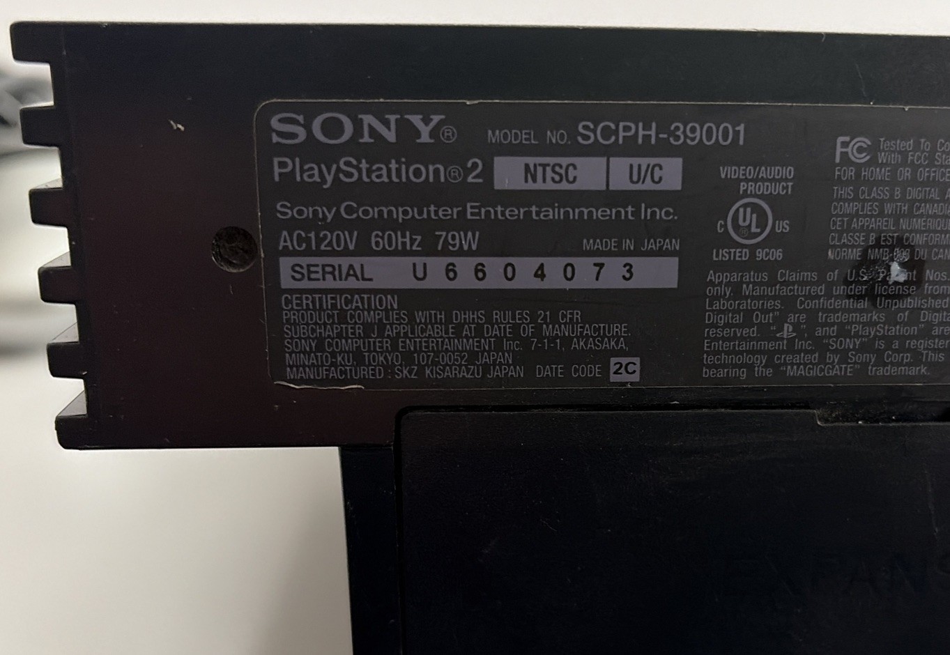 Sony PS 2 Black Console SCPH-39001 Working W/ 8MB Memory Card,2 Games & Cordes