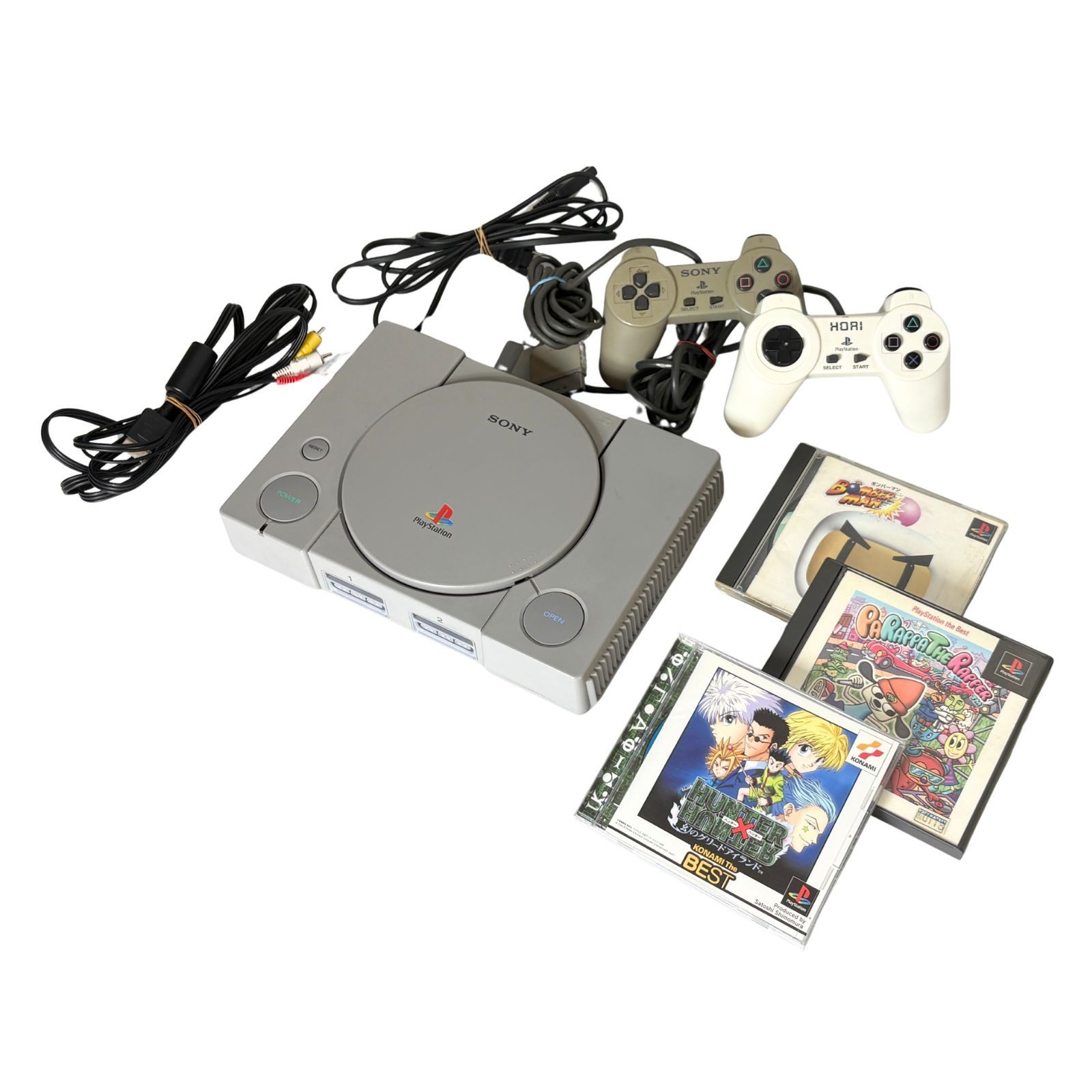 Sony PS1 SCPH-7000 Console Bundle Parappa Hunter x Hunter Tested Japan