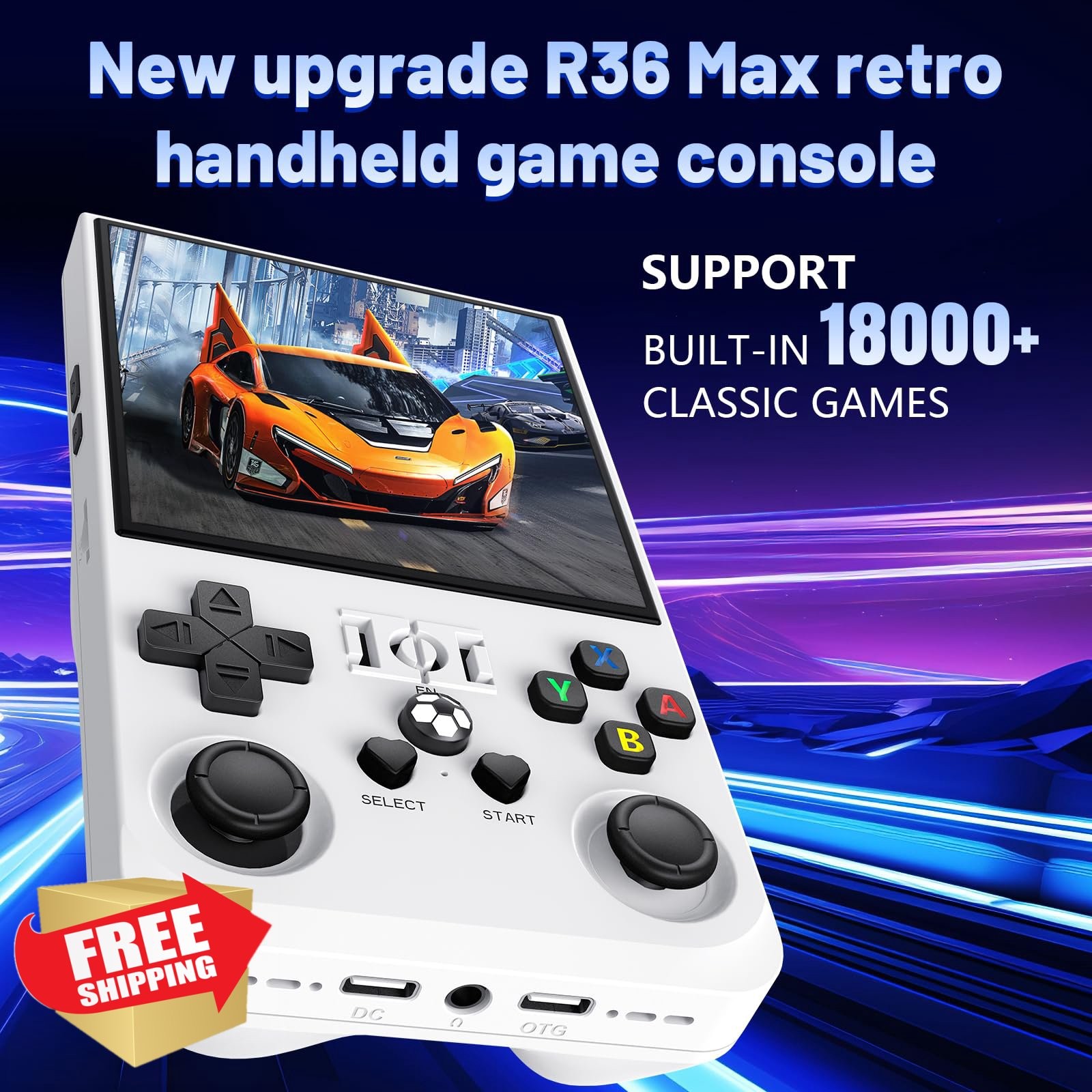 R36MAX Retro Handheld 4″ IPS Game Console 64GB White