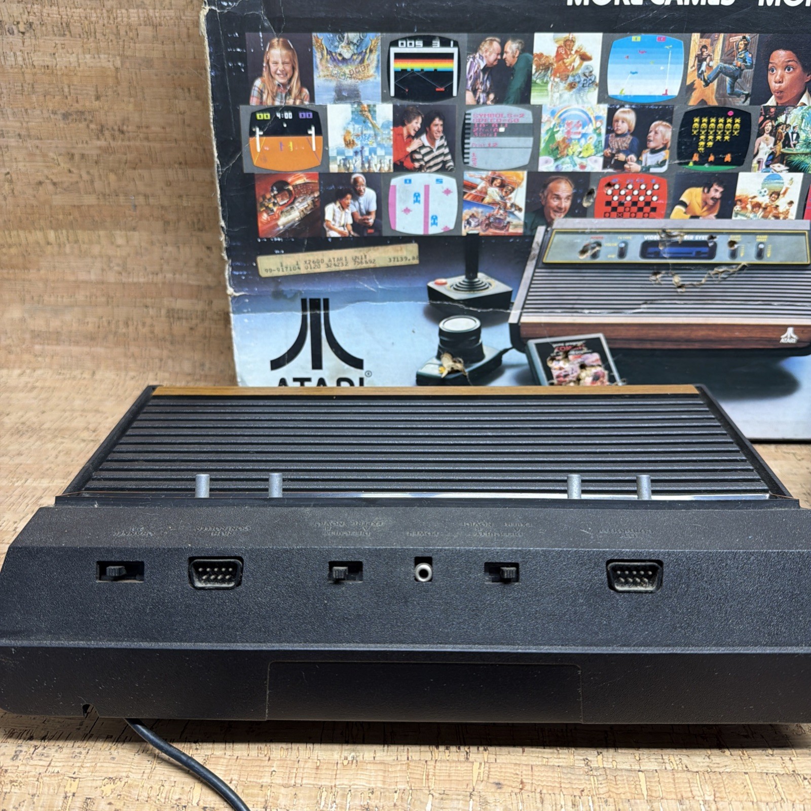 Atari 2600 Woody 4 Switch Console With Box Joysticks & Paddles Working