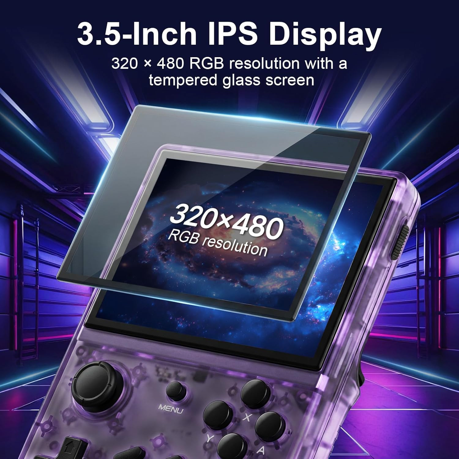 Retro Handheld Game Console with 2100+ Built-In Games, 64GB TF Card, 3.5-Inch IP