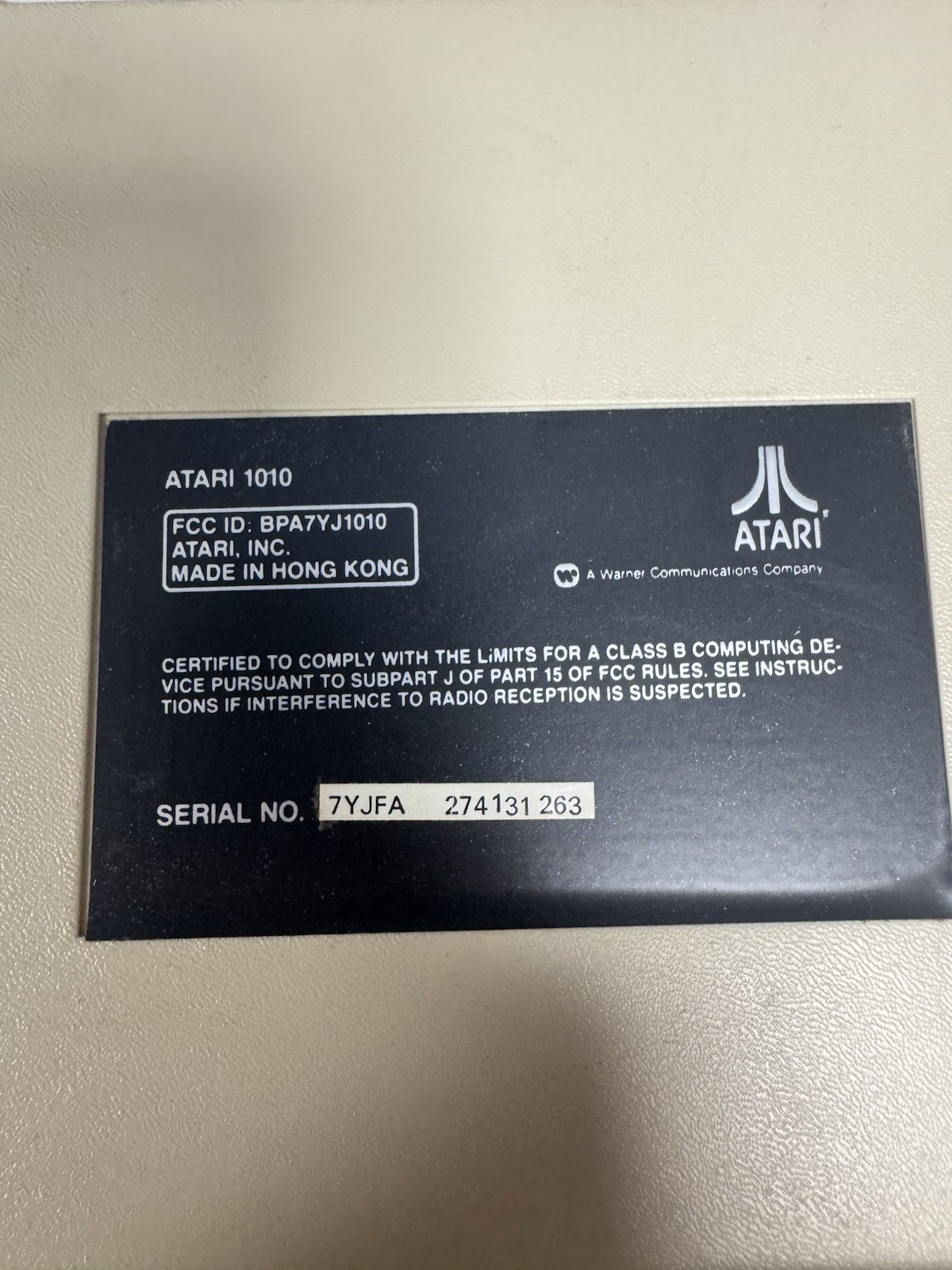 Rare Atari 1010 Program Recorder Untested AS FOR PARTS