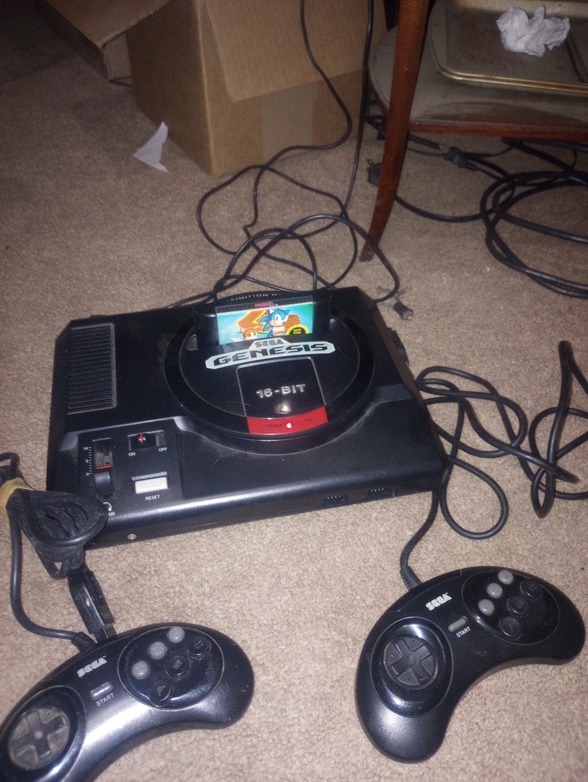 2-CONTROLLERS Original SEGA GENESIS Console MK-1601 Video Game System 1st Model