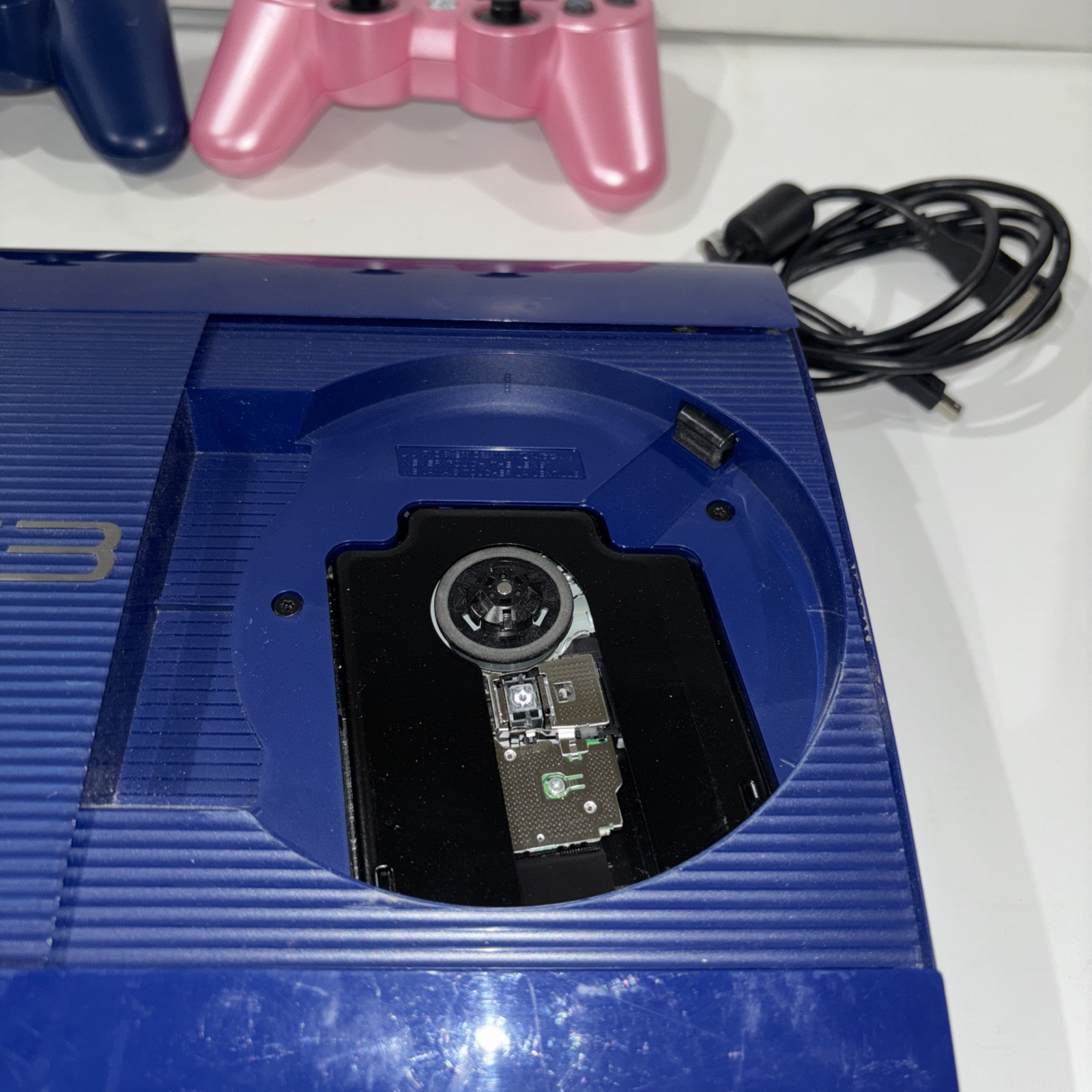 Sony PlayStation 3 Console PS3 Blue Console CECH-4201B Blue And Pearl Pink Cont.