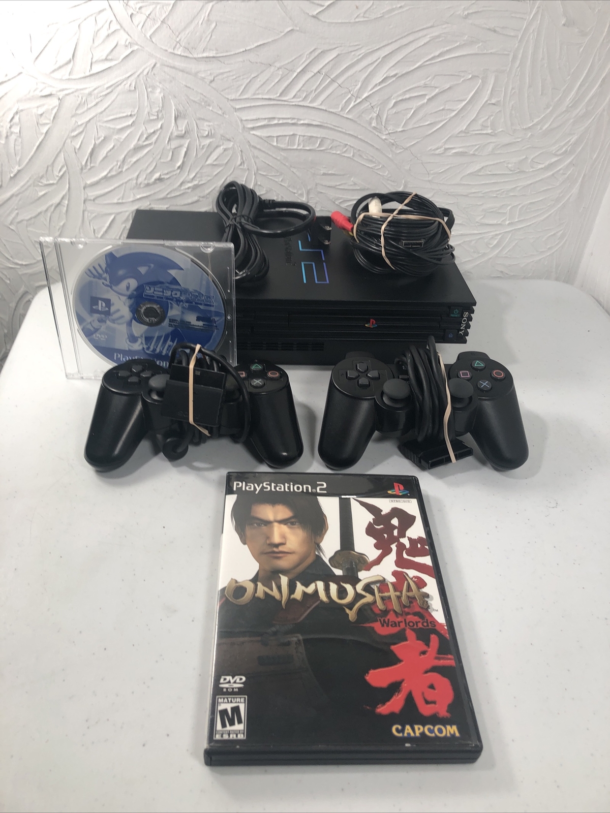 Sony PS2 SCPH-15000 Black Fat Console Controllers Japan Import SONIC GEMS! READ!