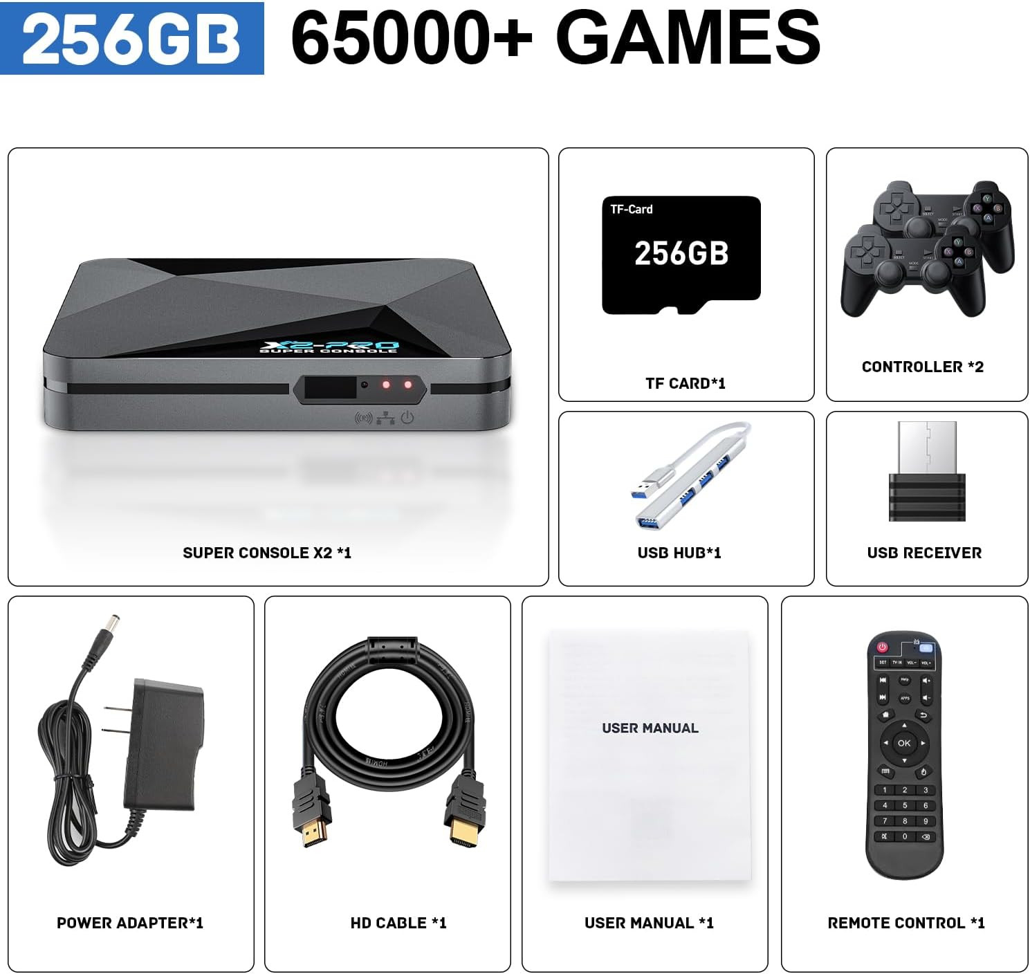 Kinhank Retro Game Console with 65,000+ Classic Games,Super Console X2 PRO Video