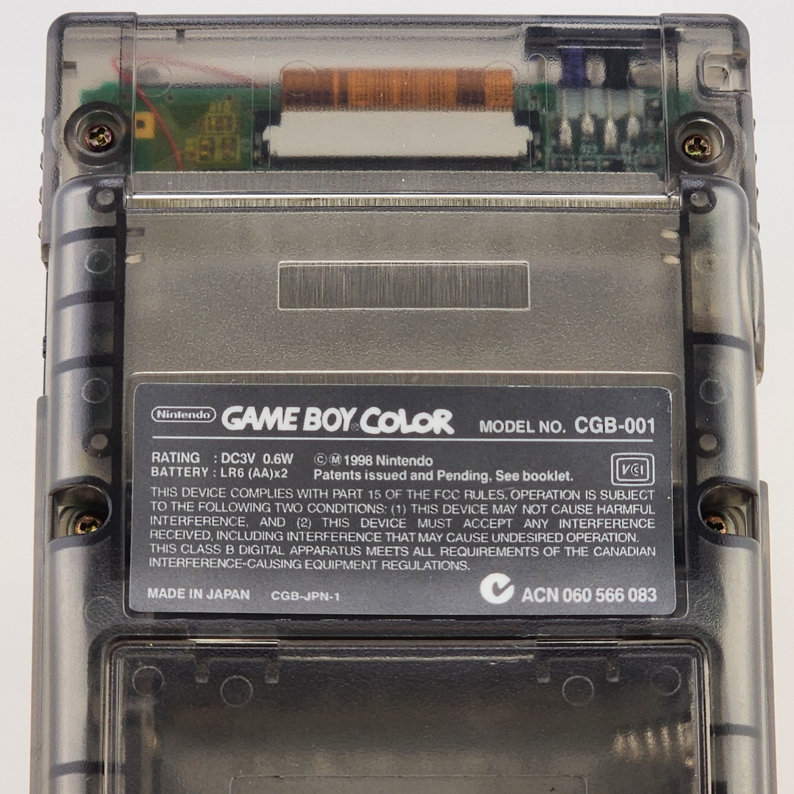 Gameboy Color, OLED Touch Screen, Clear Black Shell Game Boy GBC, Power LED Swap