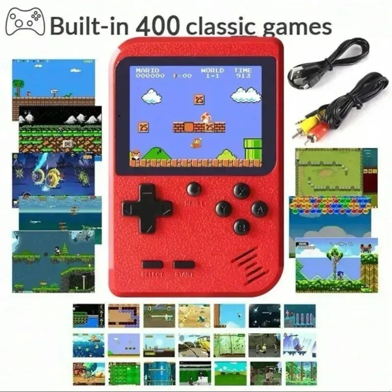 Retro Handheld Game Console Rechargeable Portable Gaming Device with 400 Built I
