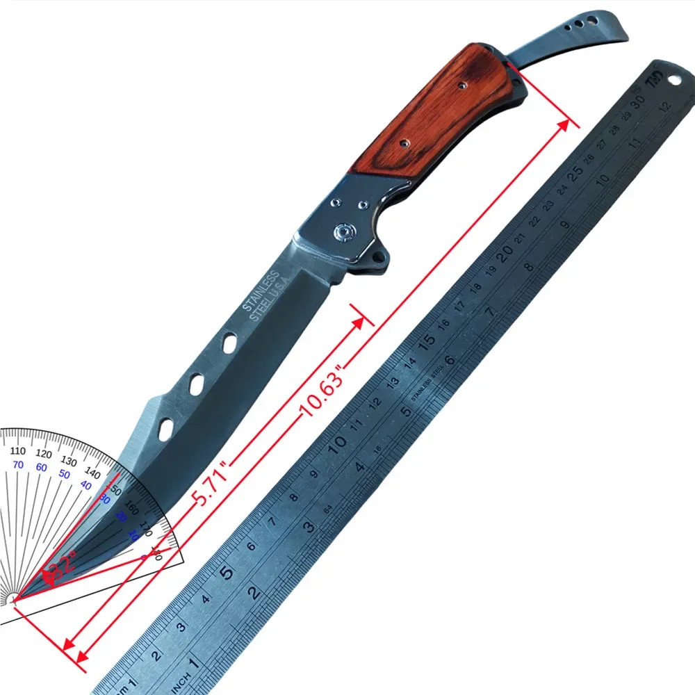Outdoor Folding Knife, Tri-fold Knife with Nylon Sheath, Men’s Knife. Suitable f