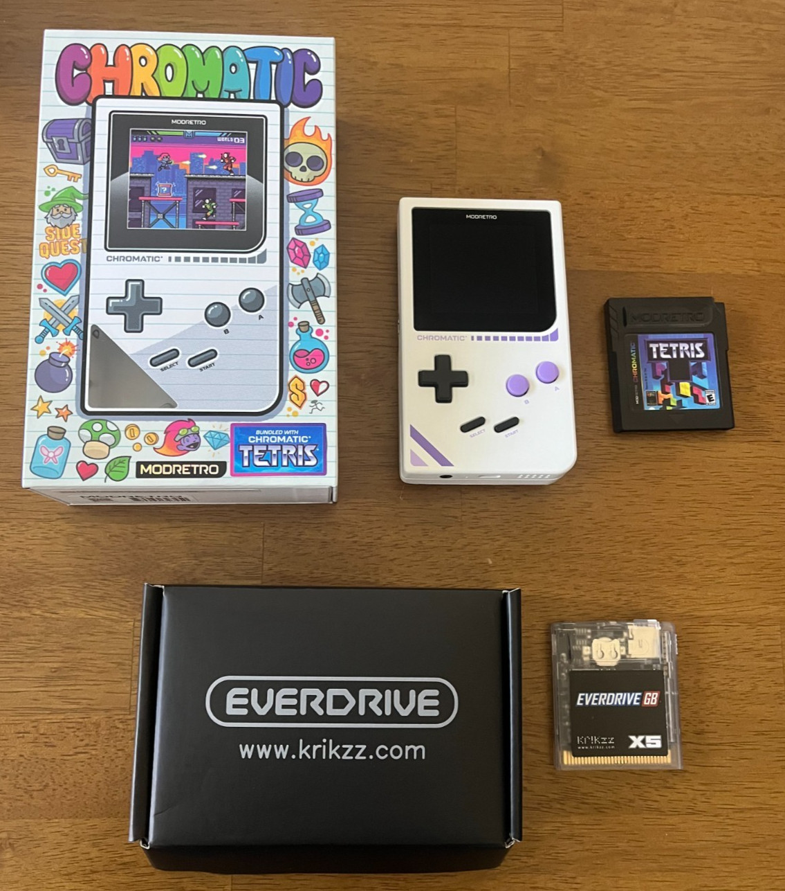 Mod Retro Chromatic Cloud Game Boy CIB w/ Everdrive GB X5, 64GB Sandisk Micro SD