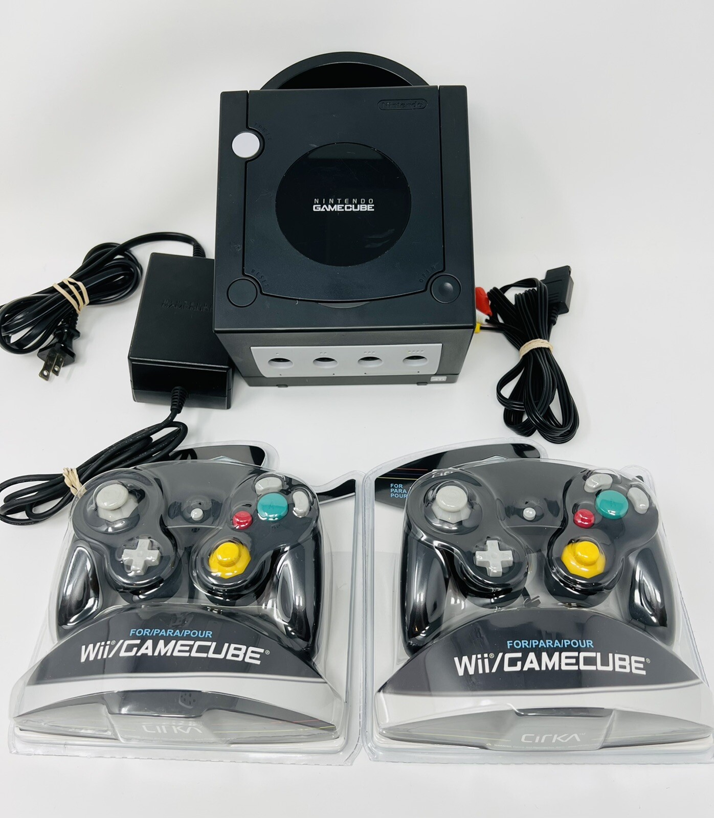 Nintendo GameCube Game Console Black System Bundle CLEANED – 2 NEW Controllers!