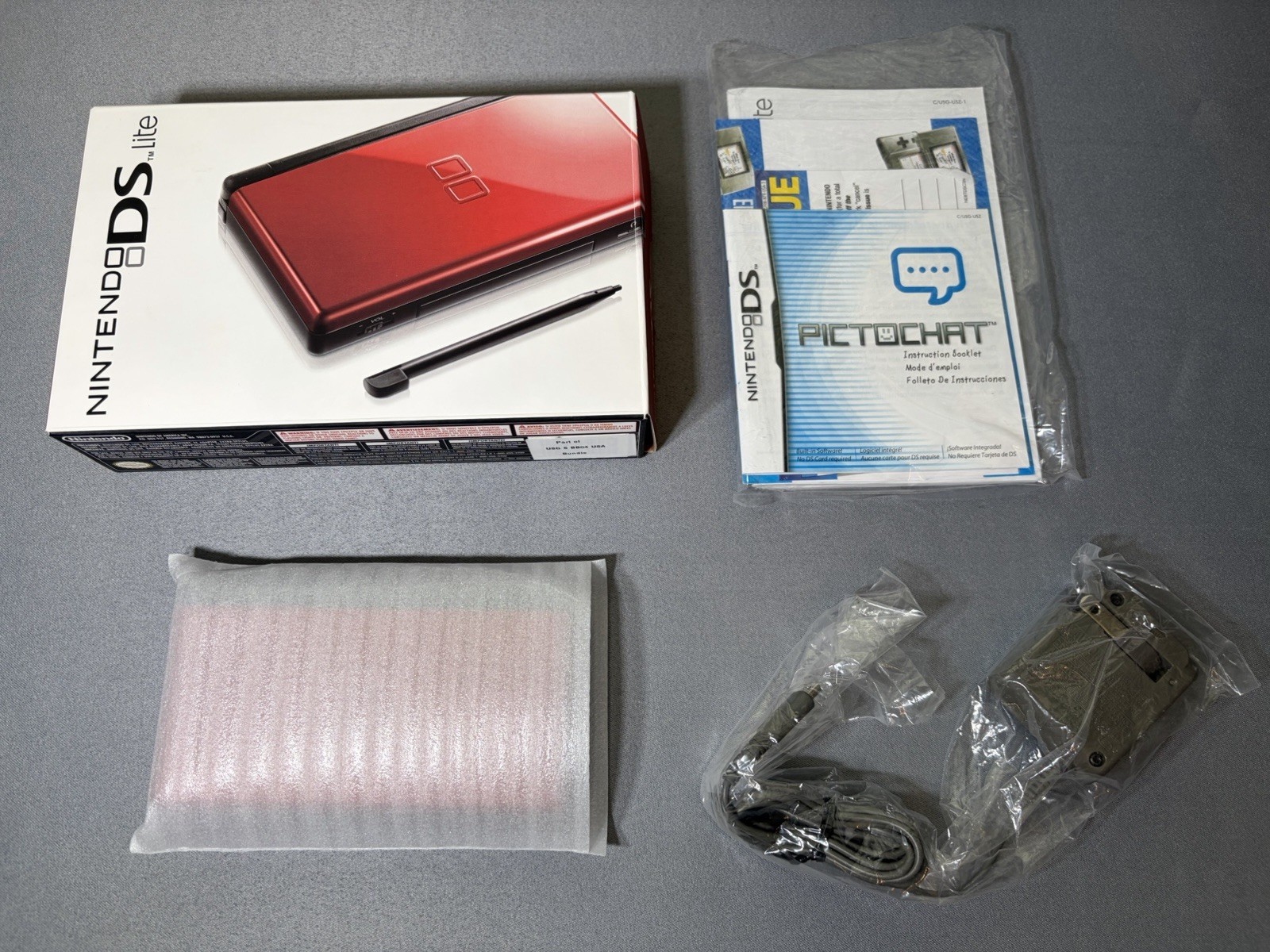 Nintendo DS Lite Crimson Red Black Handheld Console Complete Great Condition