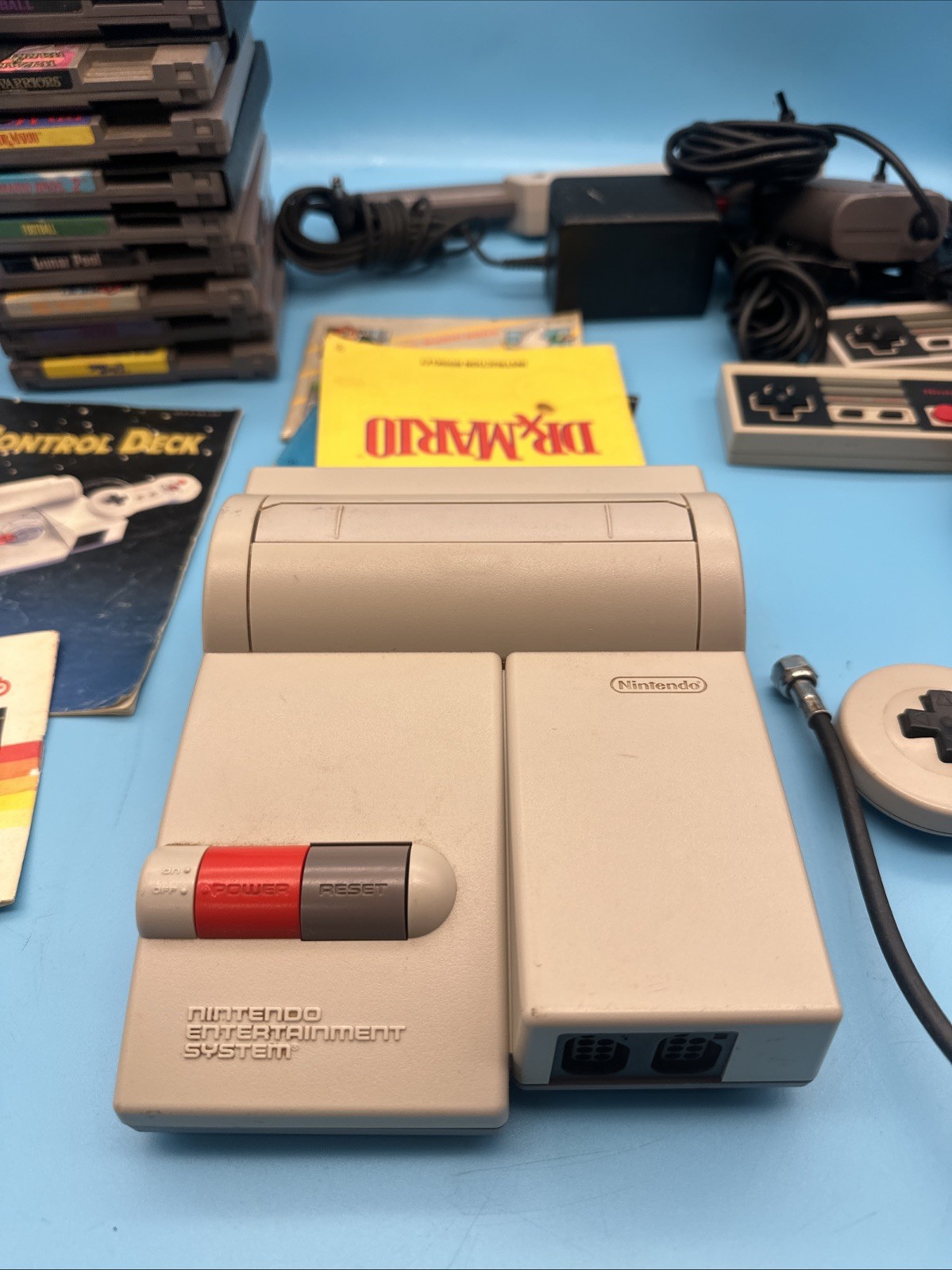 Nintendo NES Top Loader Console NES-101, OG Dog Bone Controller Mario 1 2 3 More
