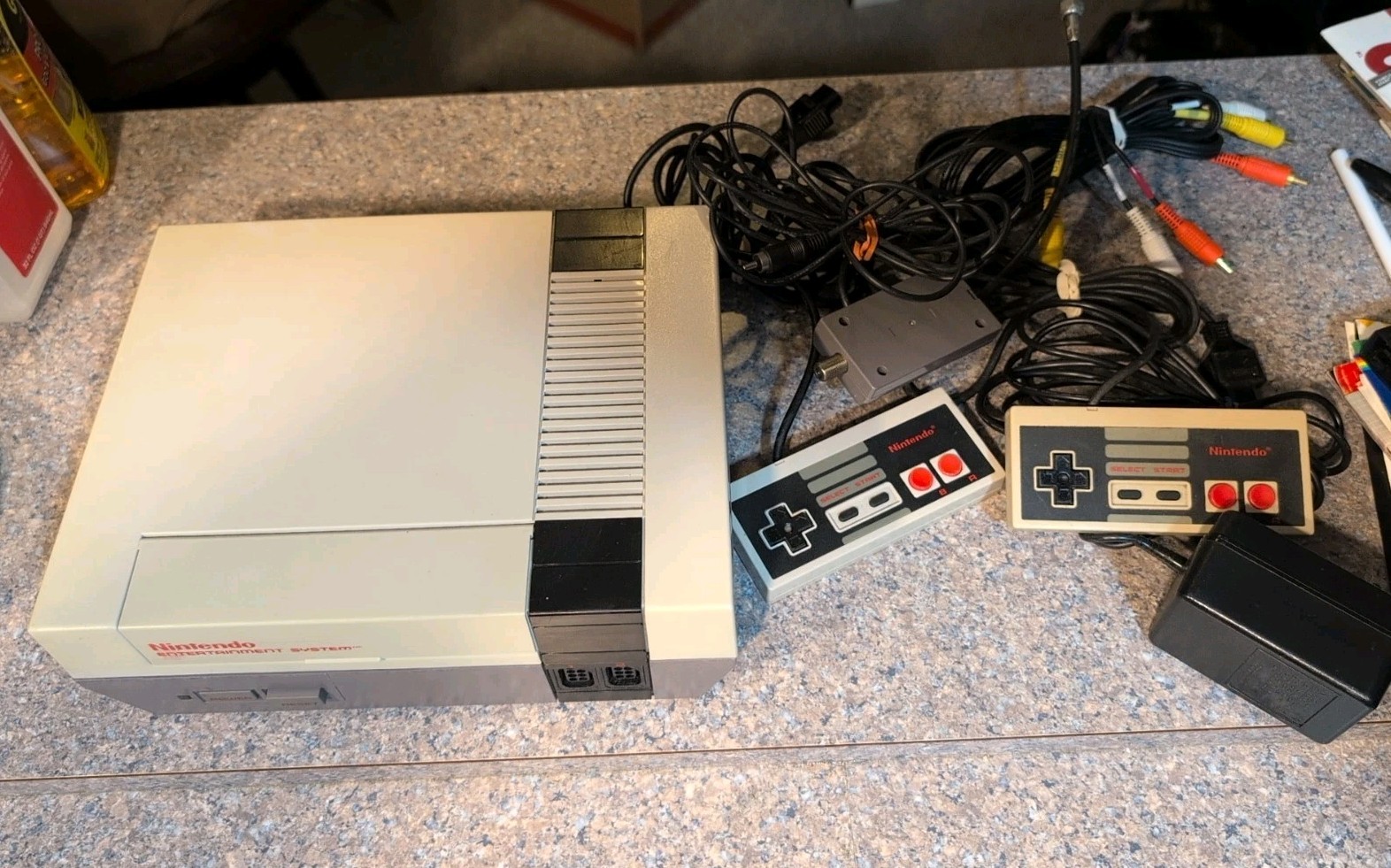 Original Nintendo NES Console Complete Bundle Controllers TEST 1 Homemade Game