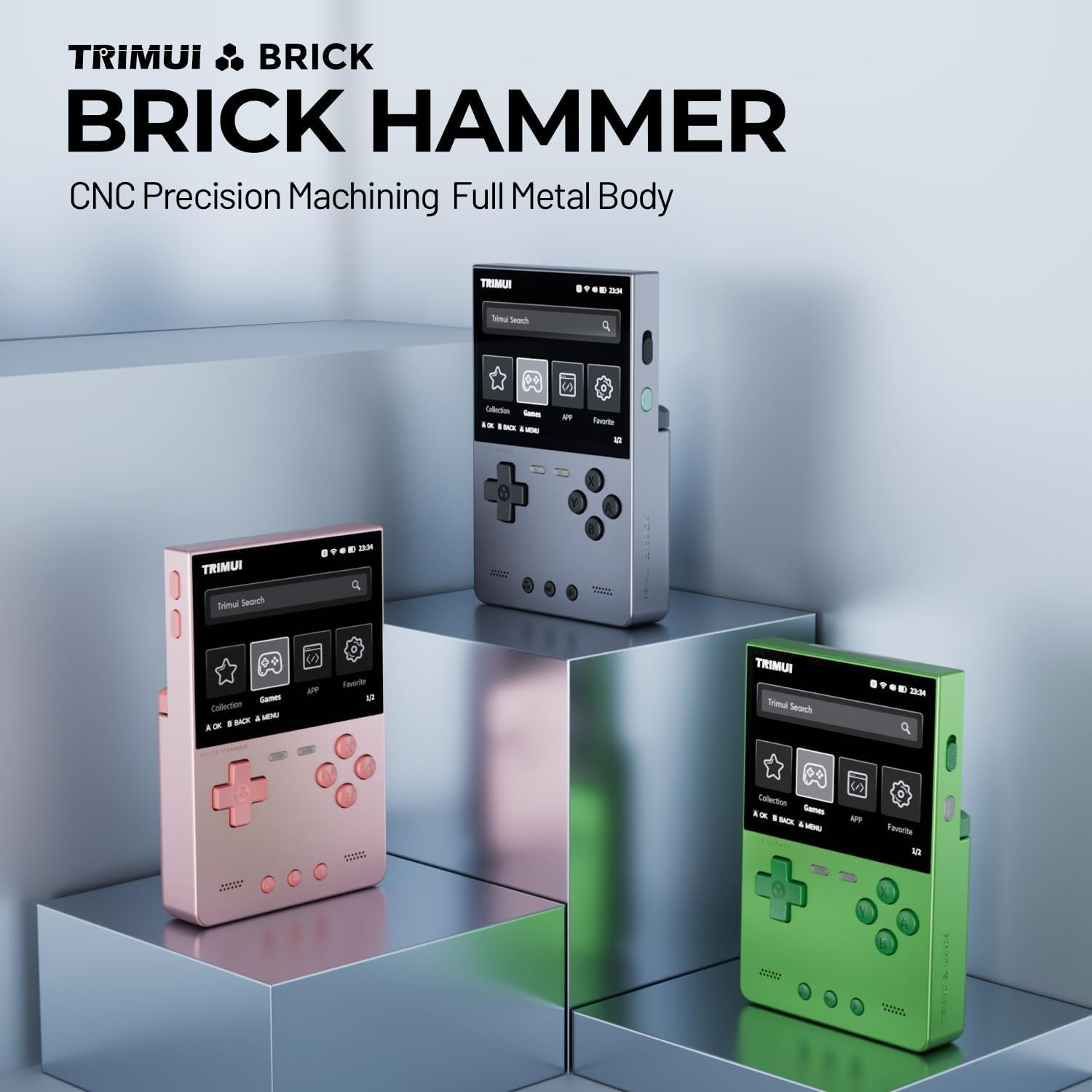 Trimui Brick Hammer Game Consoles,3.2 Inch IPS Screen Classic System and 3000Mah