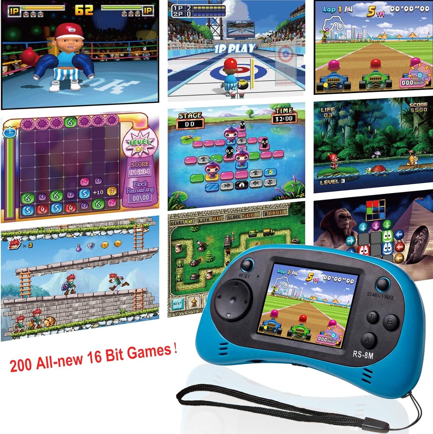 Kids Handheld Portable Video Game Player with 200 Games – 16 Bit 2.5 Inch Scr…