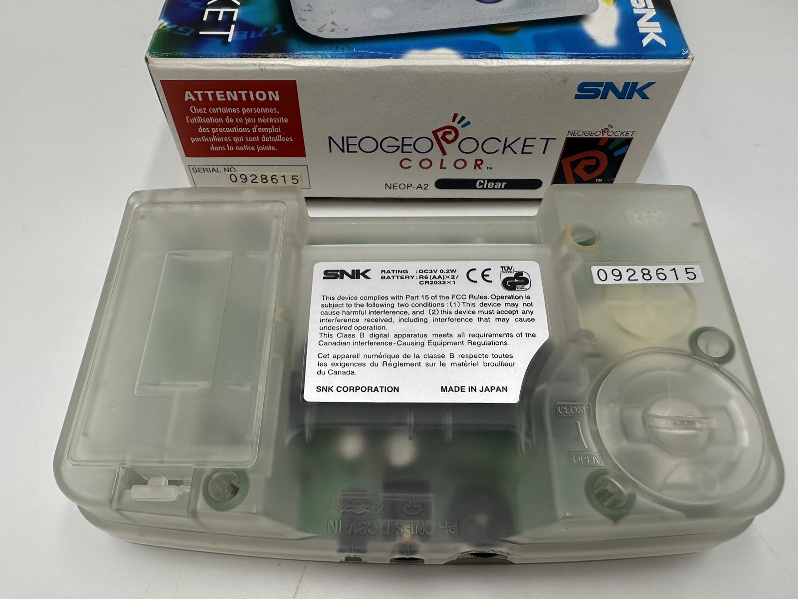 Neo Geo Pocket Color SNK Console Crystal White with box