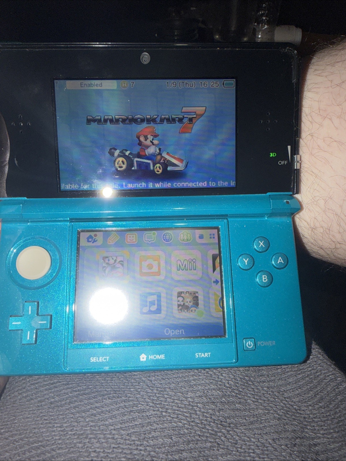 Nintendo 3DS Aqua Blue Handheld System Tested Working