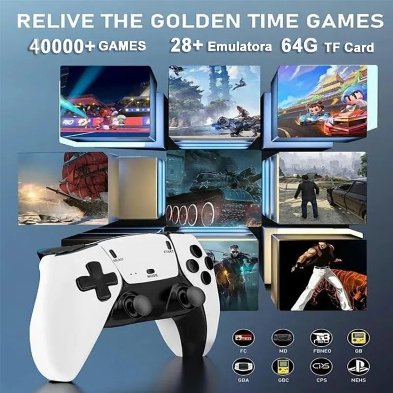 Wireless Retro TV Game Stick Console HDMI Dual Gamepads Plug & Play 64GB 128GB