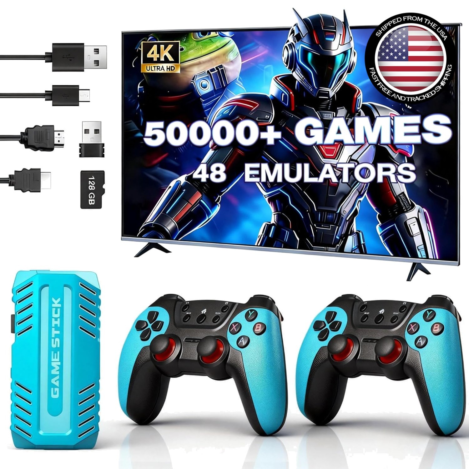 Retro Gaming Console with 50000 Games, 4K HDMI & Dual Wireless Controllers