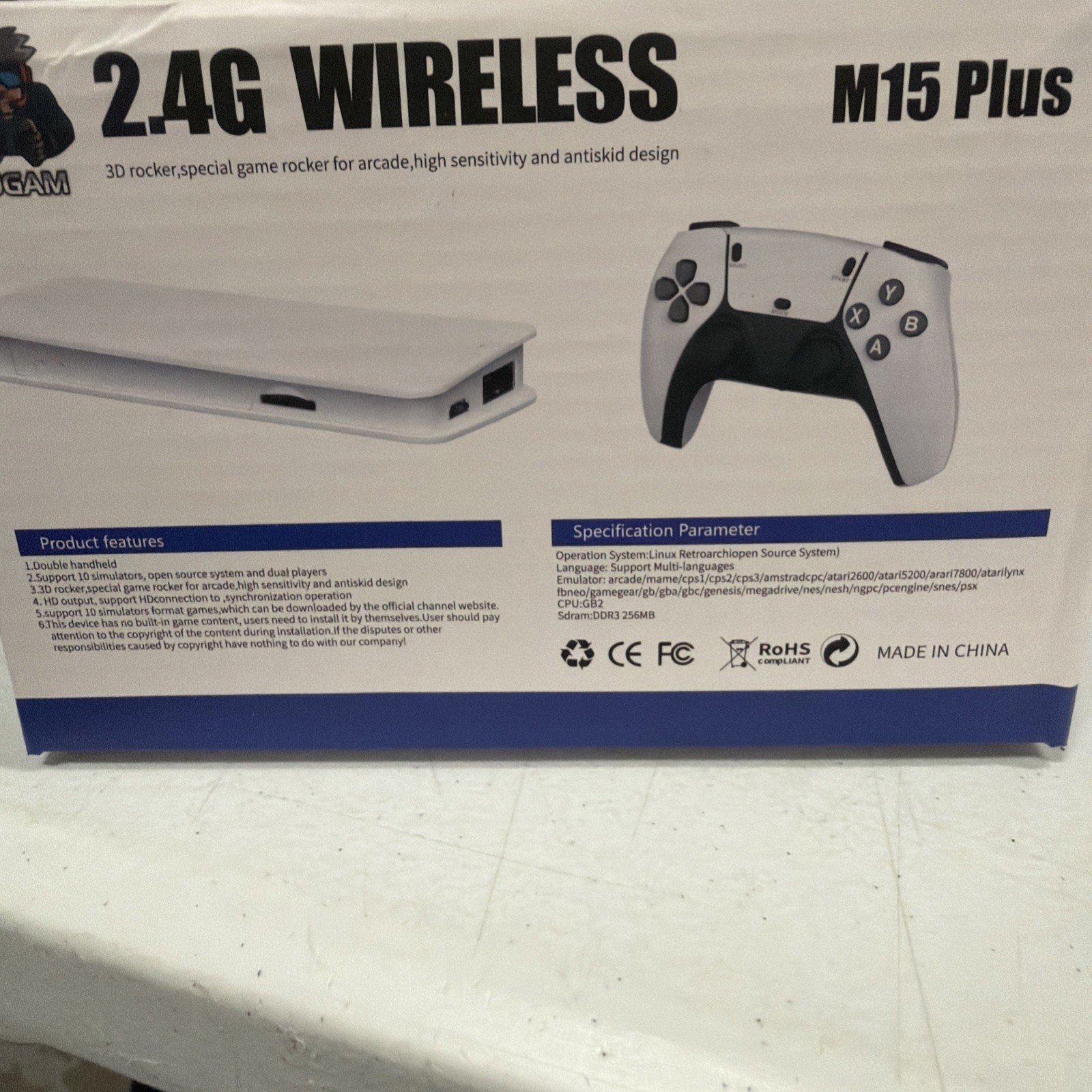 SJGAM M15 Plus Retro Video Game Console White 4K HDMI 2.4G Wireless Controllers