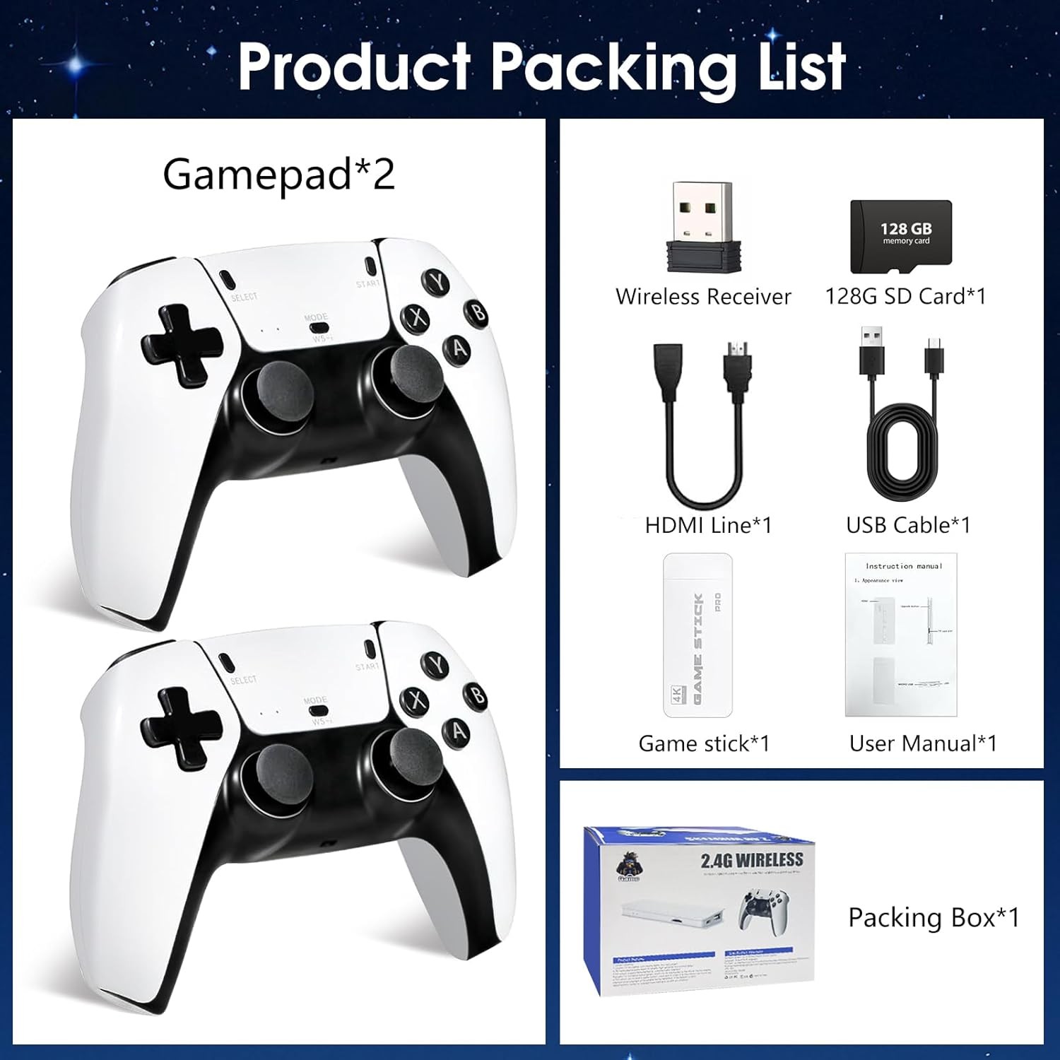 HDMI Retro Game Stick 40000 Games 23 Emulators Dual Wireless