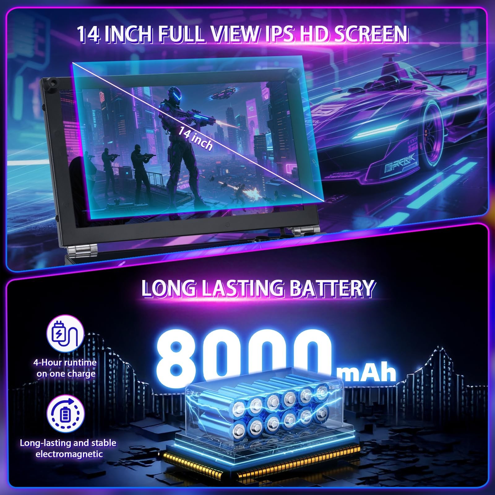Upgraded Portable Arcade Machine – 8000mAh Retro Gaming Console, Extra Gamepad,