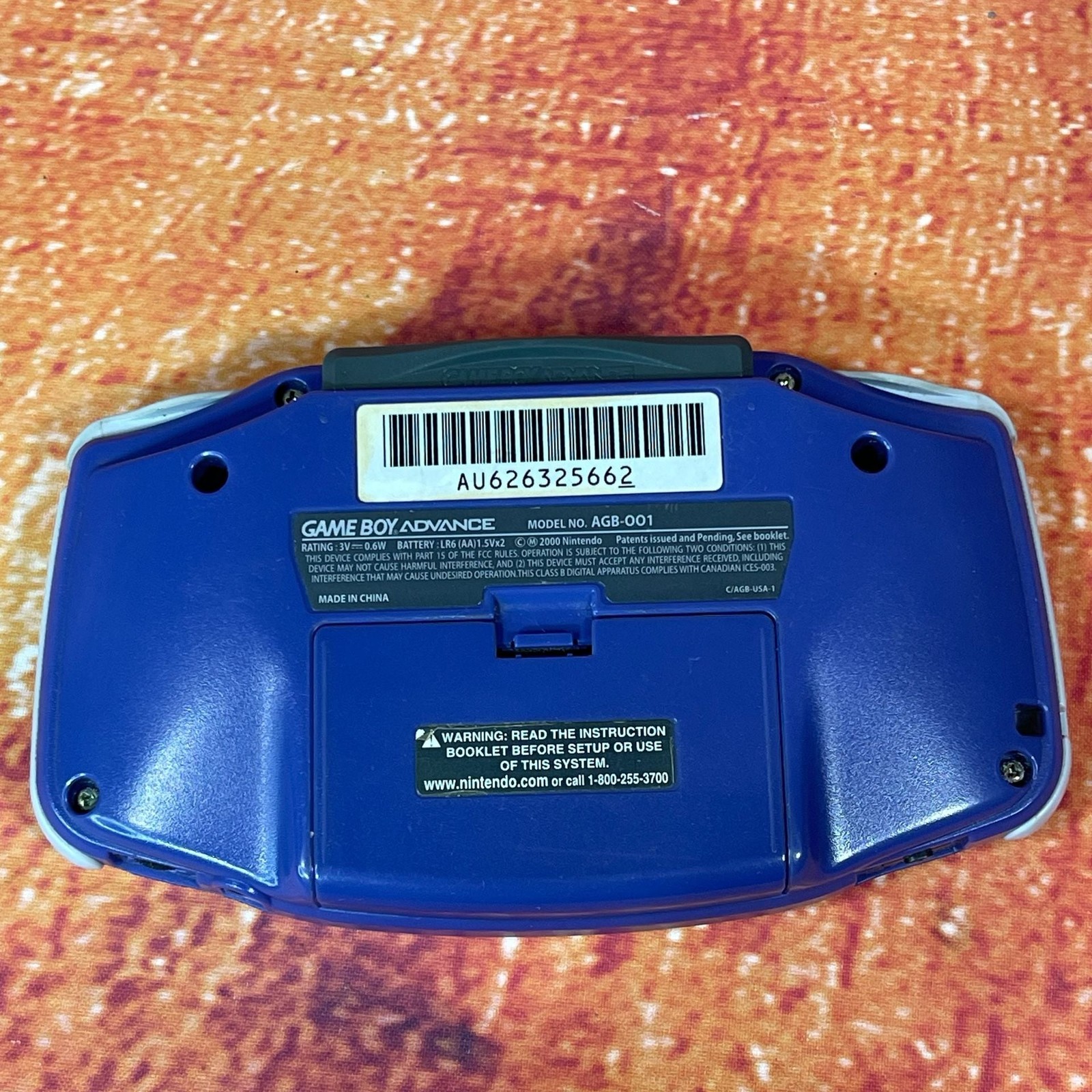 Indigo Nintendo Game Boy Advance AGB-001 Console w/ Incredible Hulk Game/Manual