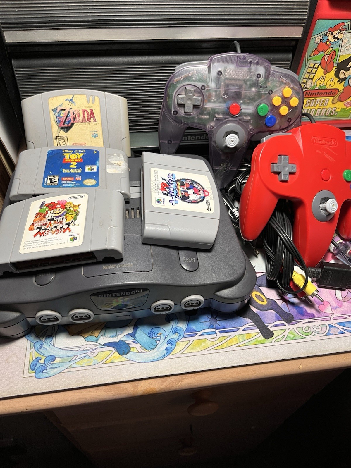 Nintendo 64 Home Console W/ 2 Controllers And 4 Games Tested And Working!