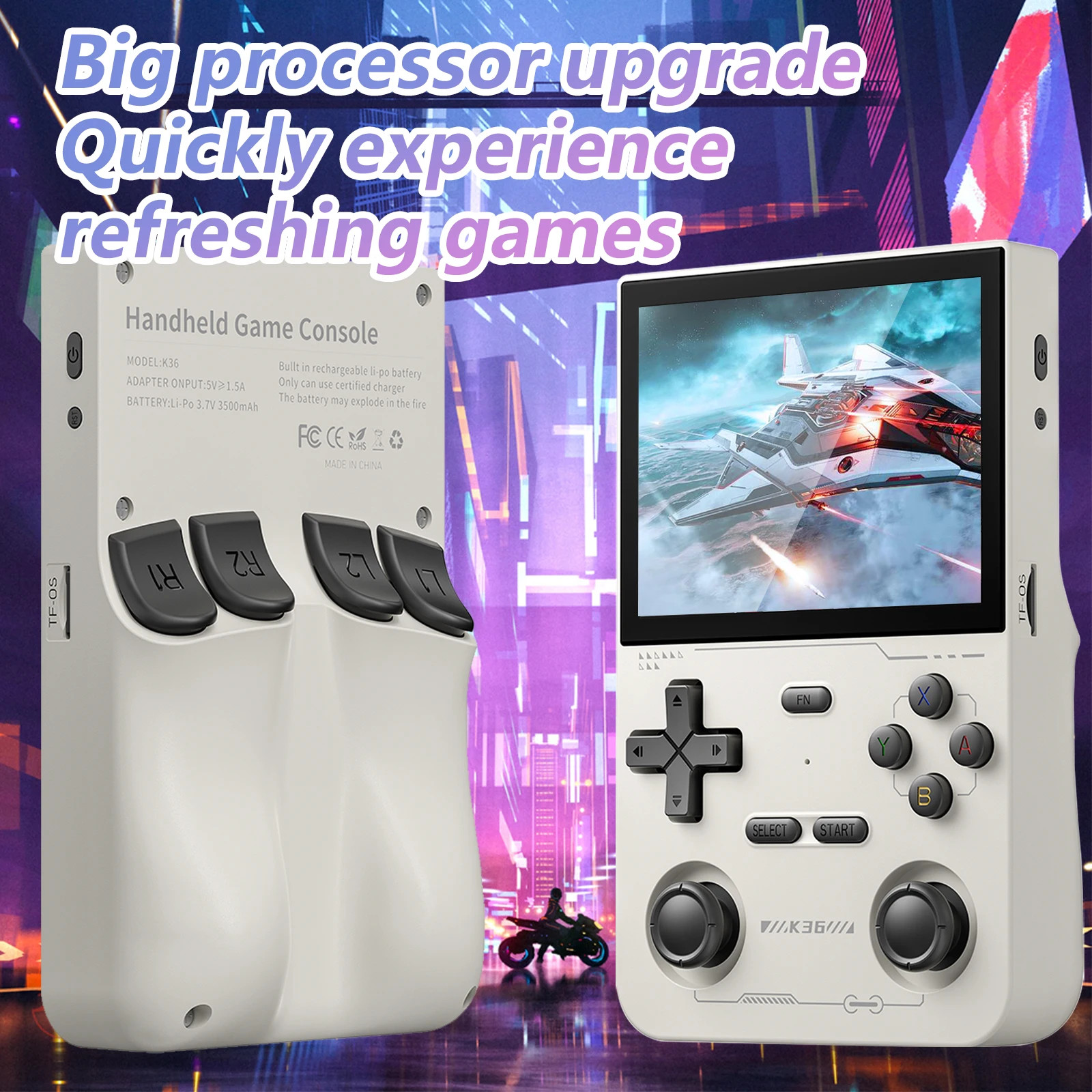 K36 Retro Handheld Game Console 3.5″ IPS 64GB Portable Emulator