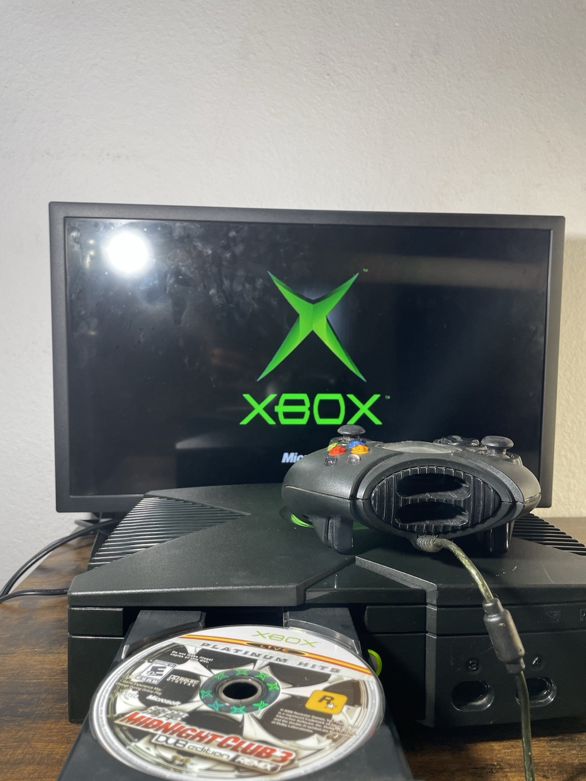 Original Xbox Microsoft Console Bundle Controller Cables Midnight Club TESTED