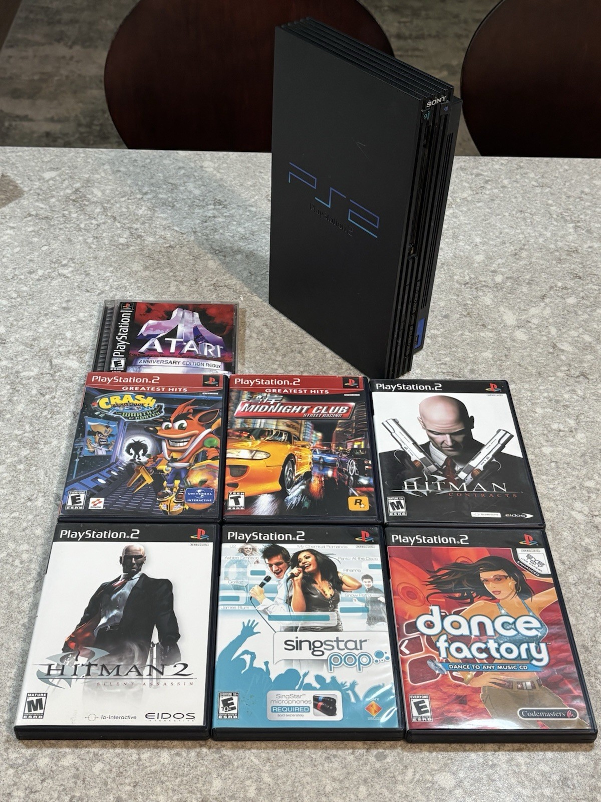 Sony PlayStation 2 PS2 Fat Console SCPH-39001 + 7 Games Bundle Untested No Cords