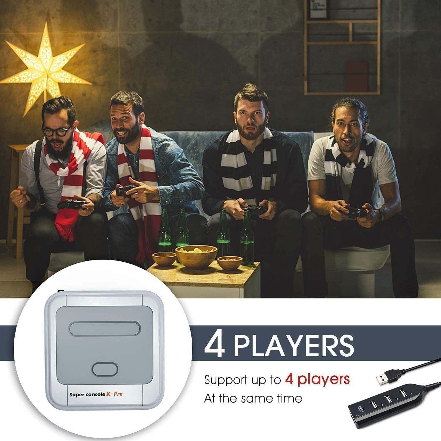 Compact Super Console X Pro: 4K Video & 5 Player Multiplayer Adventure Awaits!